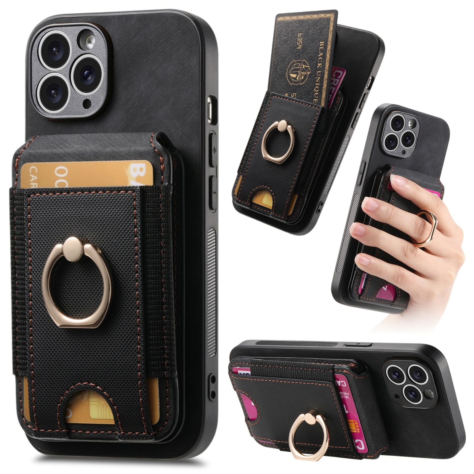 For iPhone 11 Pro Max Retro Splitable Magnetic Stand Card Bag Leather Phone Case(Black) - Shopkiz.com