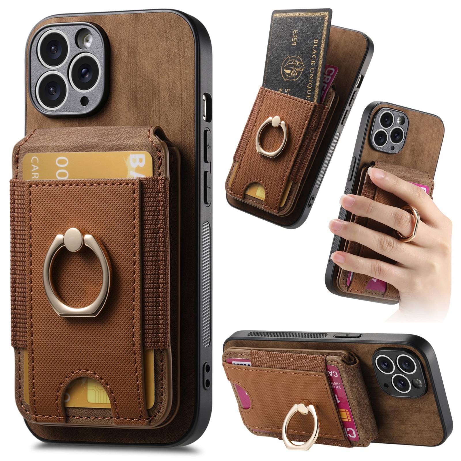 For iPhone 11 Pro Retro Splitable Magnetic Stand Card Bag Leather Phone Case(Brown) - Shopkiz.com