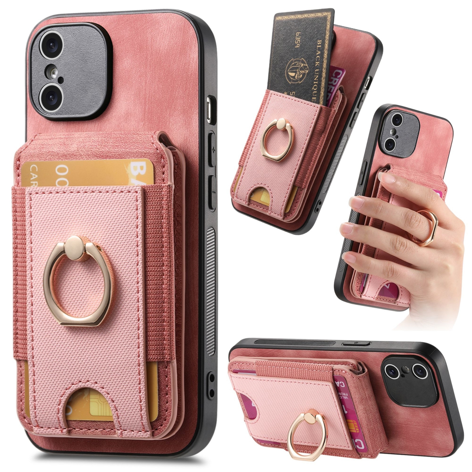 For iPhone XS Max Retro Splitable Magnetic Stand Card Bag Leather Phone Case(Pink) - Shopkiz.com