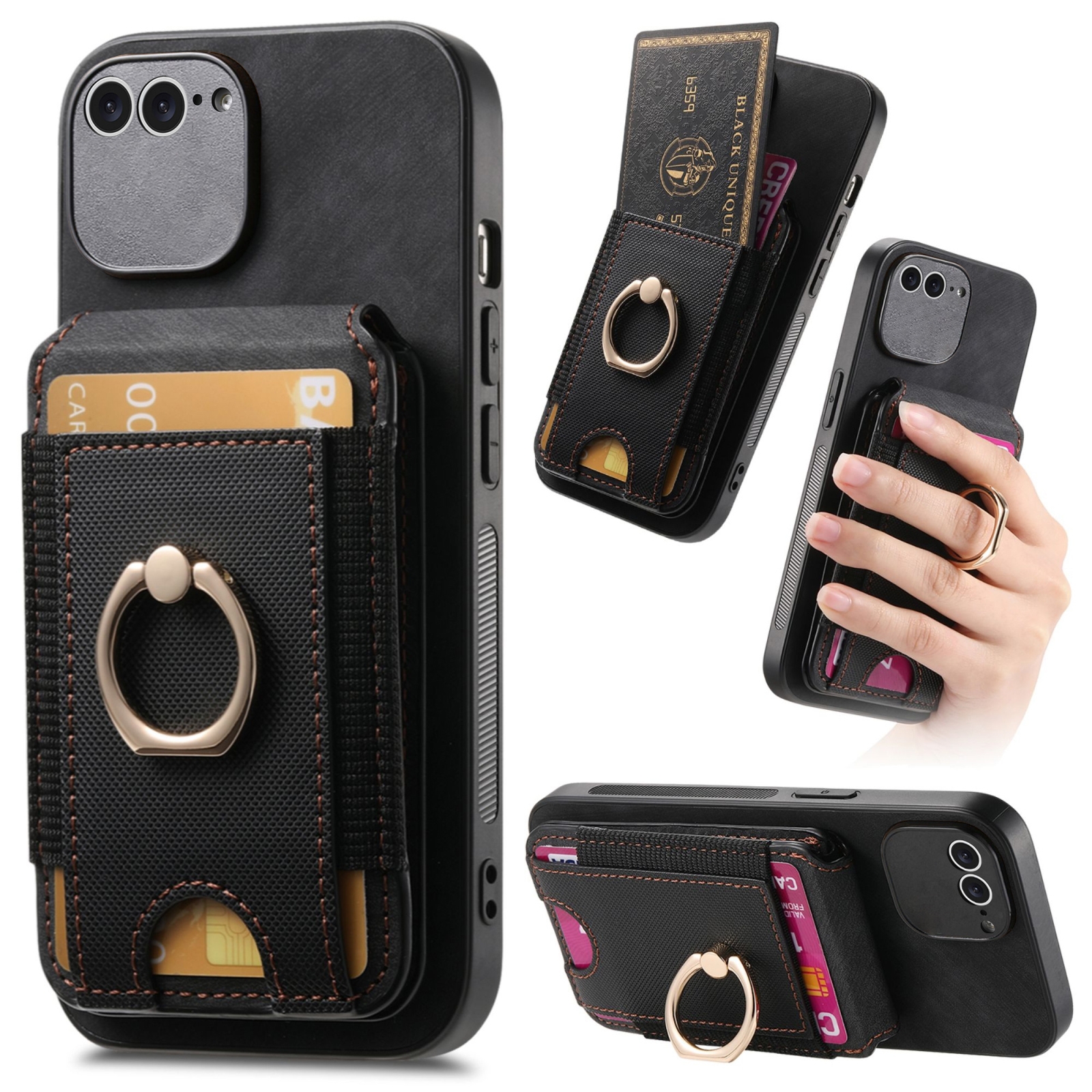 For iPhone 6 / 6s Retro Splitable Magnetic Stand Card Bag Leather Phone Case(Black) - Shopkiz.com