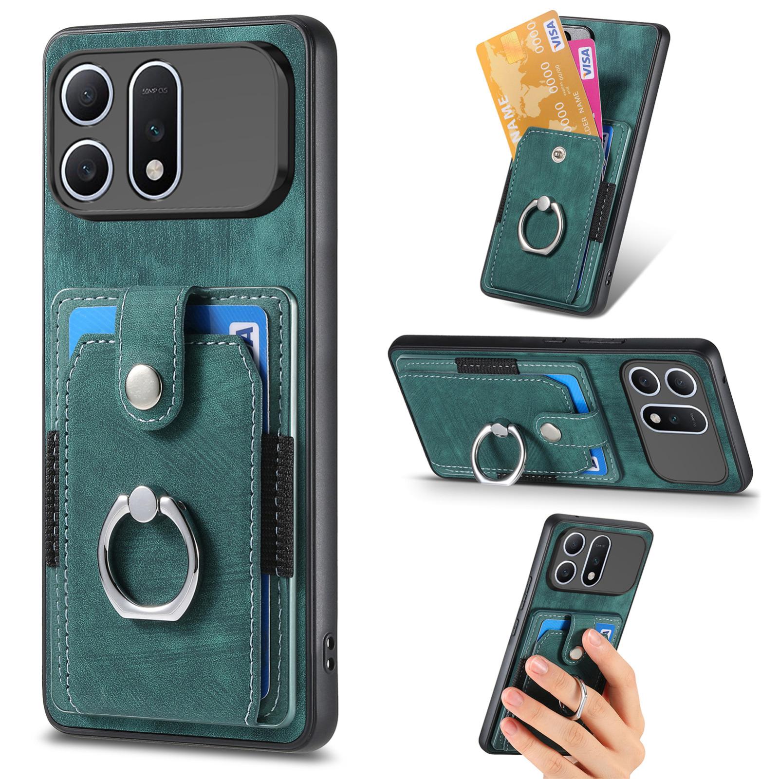 For Honor Win Turbo 5G Retro Skin-feel Ring Card Wallet Phone Case(Green) - Shopkiz.com