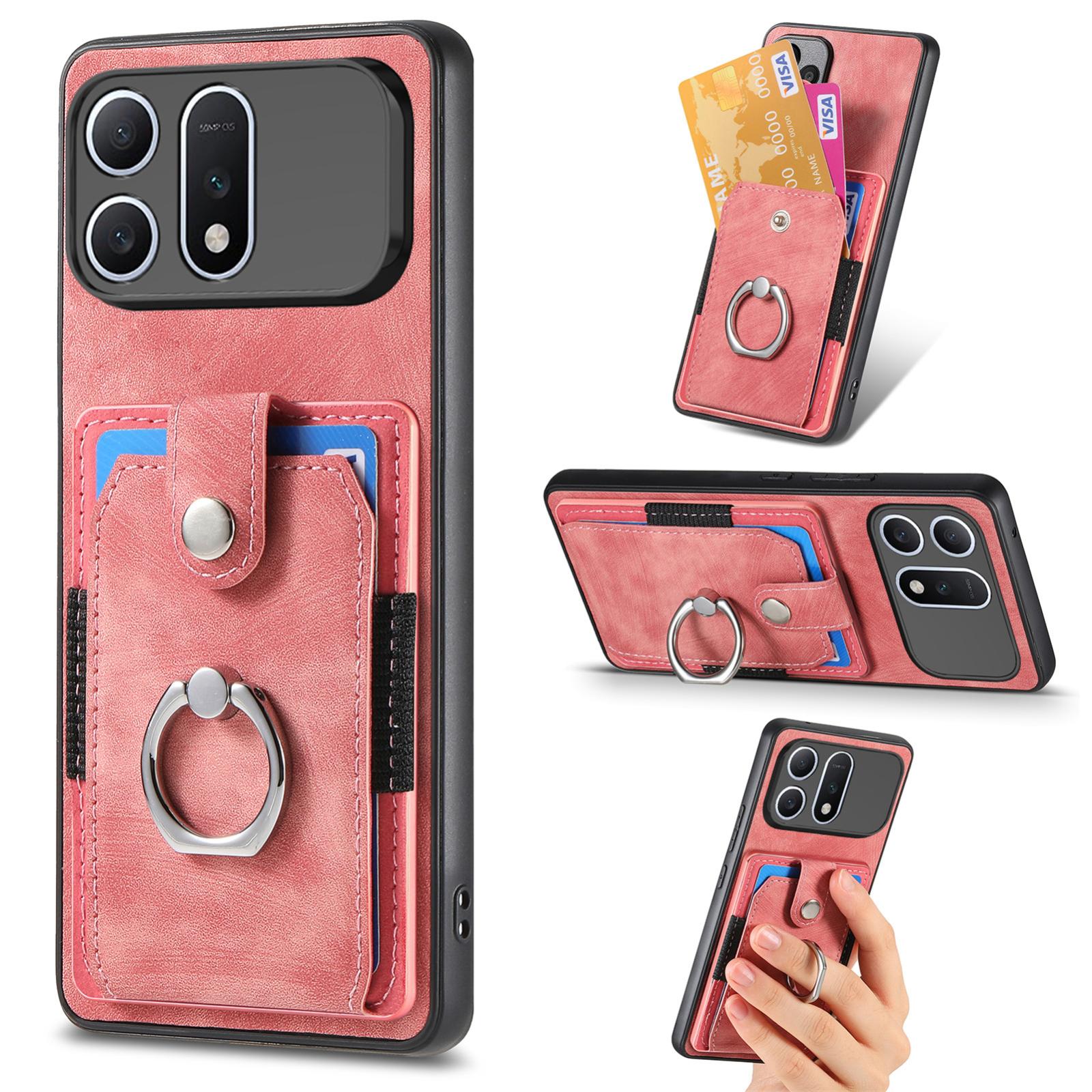 For Honor Win Turbo 5G Retro Skin-feel Ring Card Wallet Phone Case(Pink) - Shopkiz.com