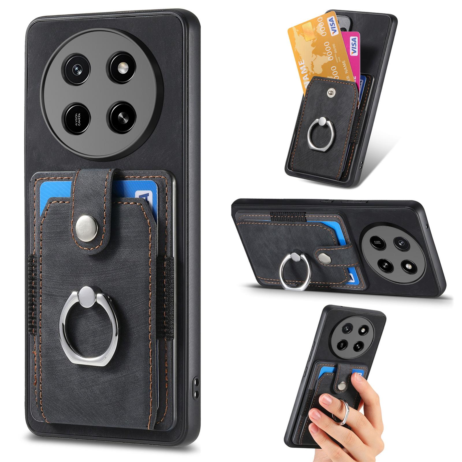 For Honor X80 Pro Max 5G Retro Skin-feel Ring Card Wallet Phone Case(Black) - Shopkiz.com