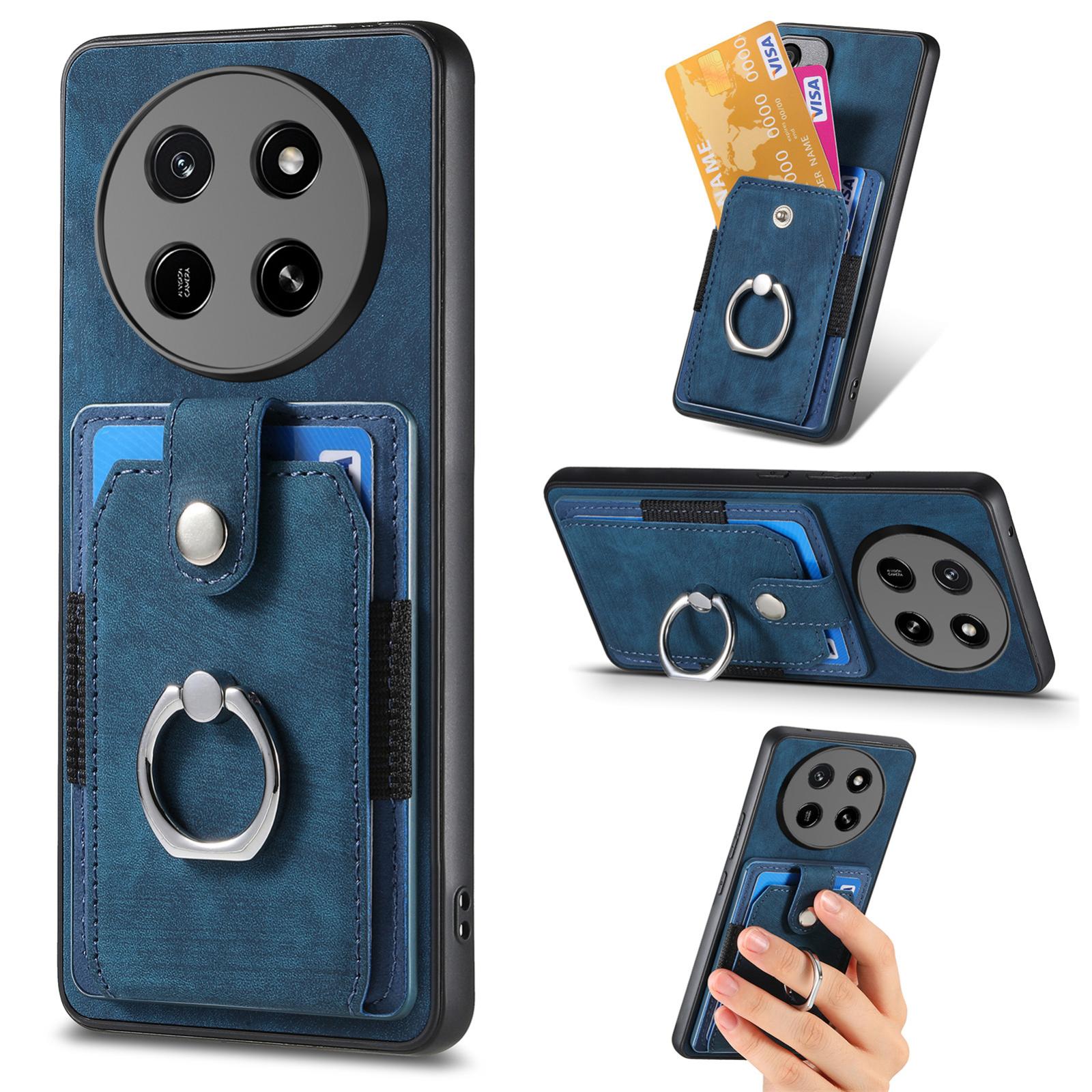 For Honor X80 Pro Max 5G Retro Skin-feel Ring Card Wallet Phone Case(Blue) - Shopkiz.com