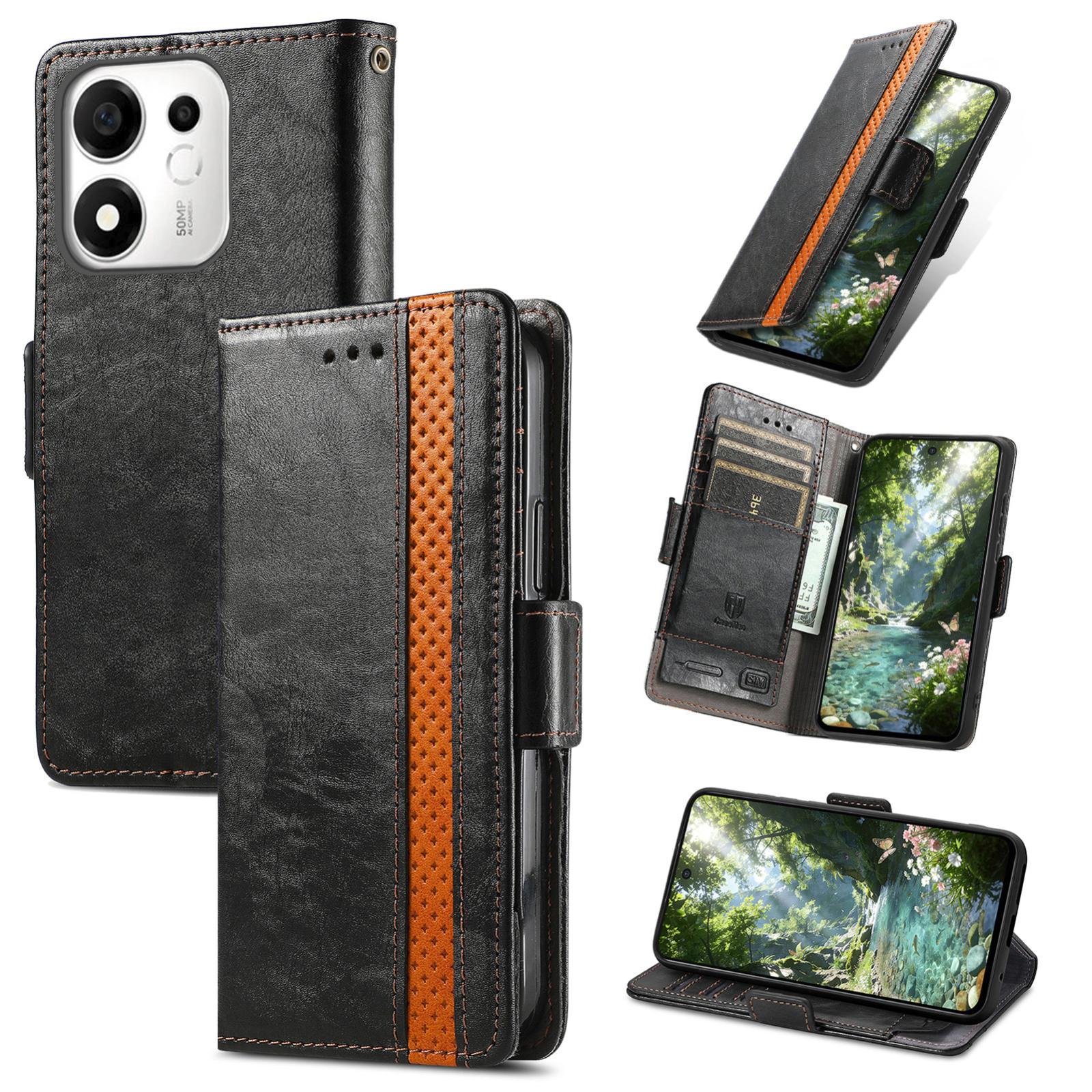 For Honor 600 Smart 5G CaseNeo Splicing Dual Magnetic Buckle Leather Phone Case(Black) - Shopkiz.com