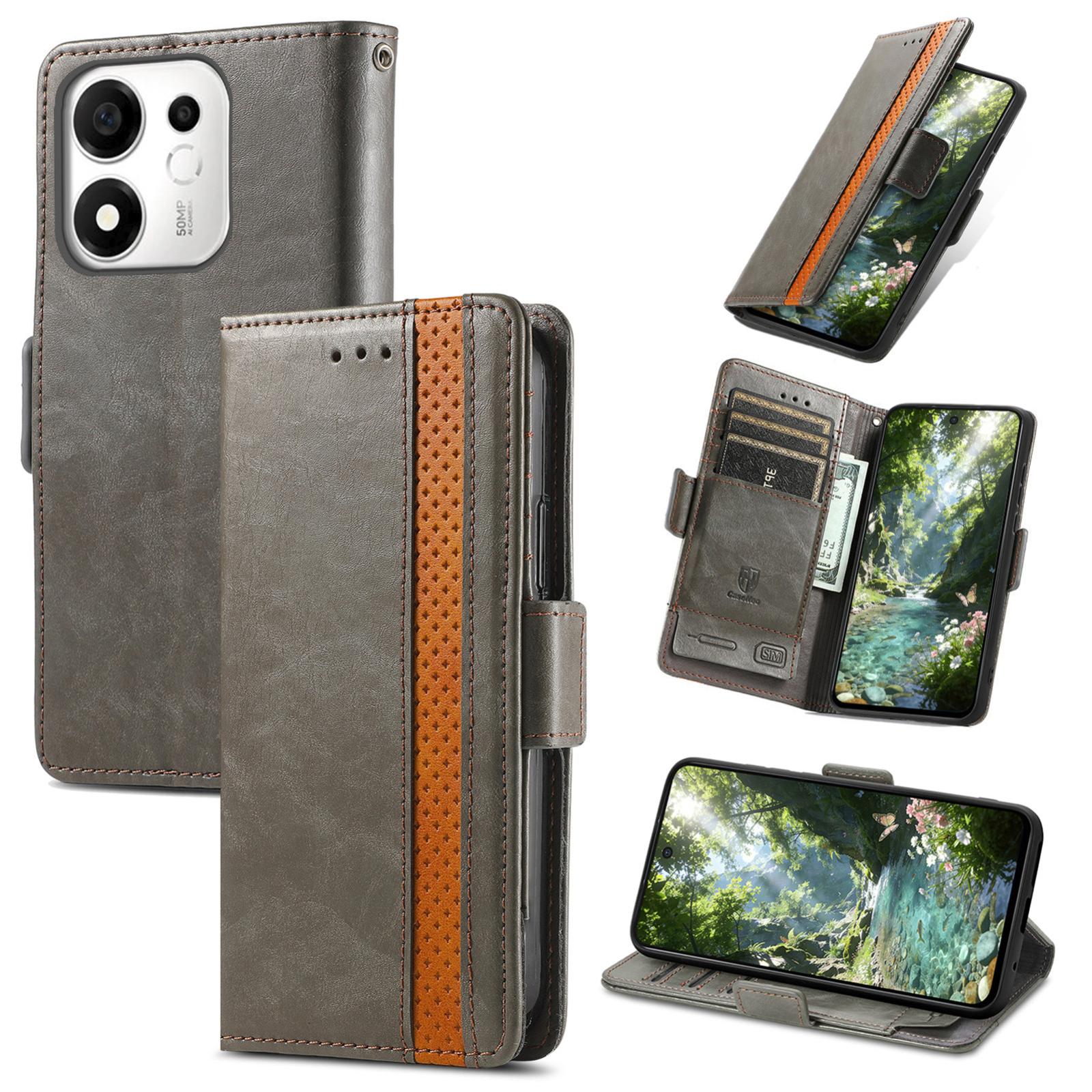 For Honor 600 Smart 5G CaseNeo Splicing Dual Magnetic Buckle Leather Phone Case(Gray) - Shopkiz.com