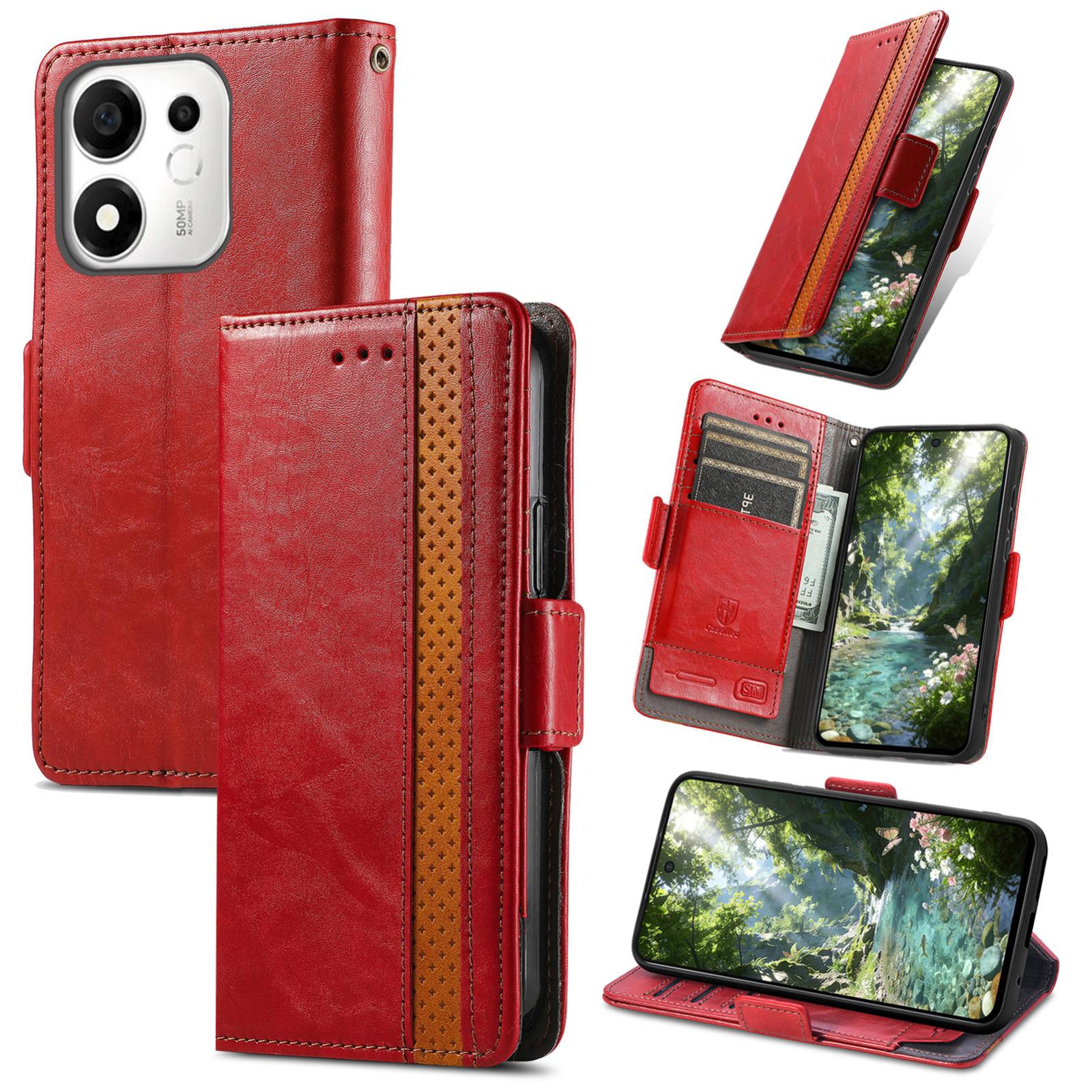 For Honor 600 Smart 5G CaseNeo Splicing Dual Magnetic Buckle Leather Phone Case(Red) - Shopkiz.com