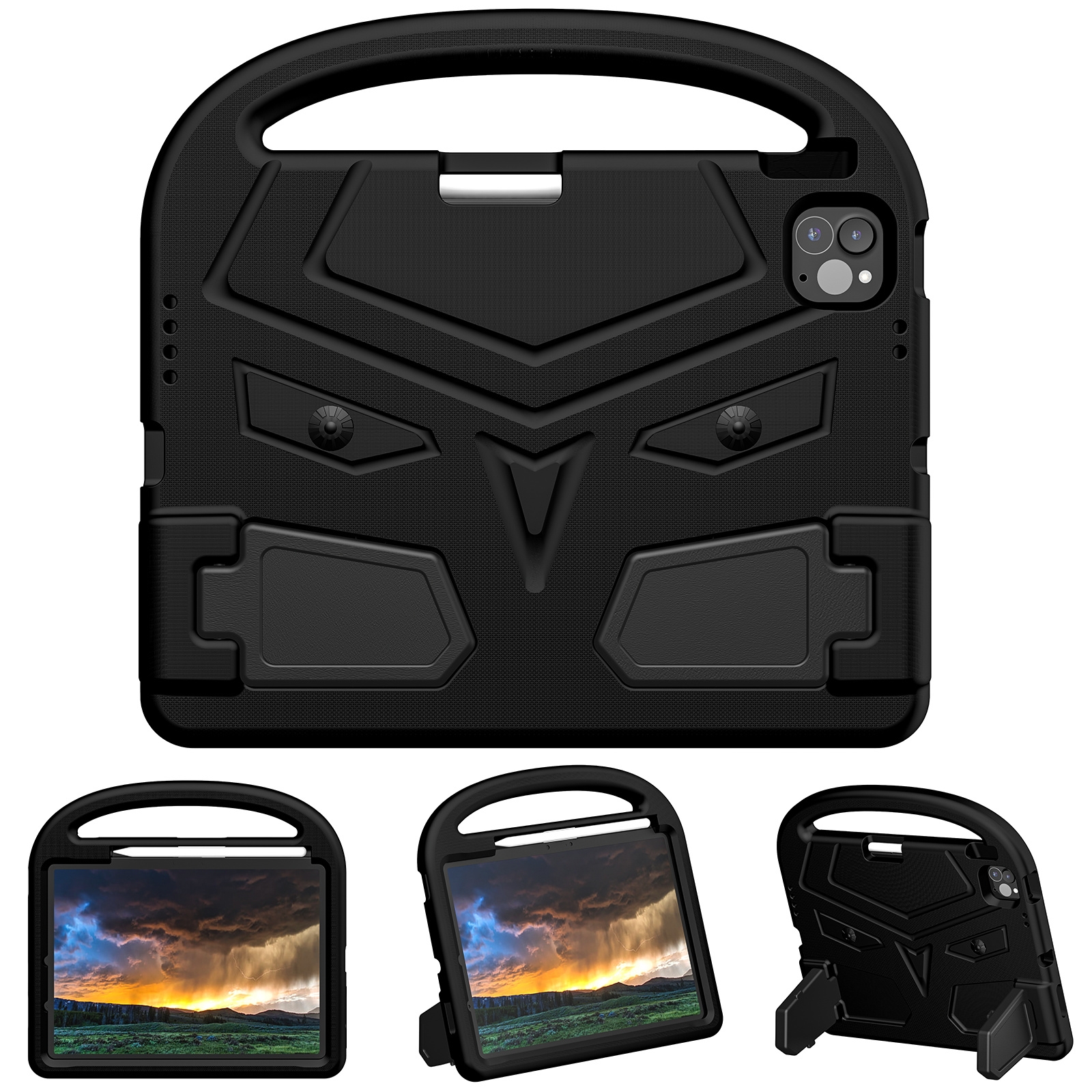 For iPad Air 11 2026 / 2025 / 2024 Sparrow Style Shockproof Kickstand EVA Tablet Case(Black) - Shopkiz.com