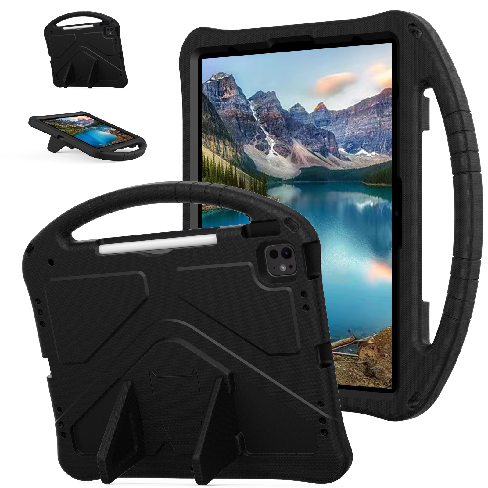 For iPad Pro 13 2025 / 2024 EVA Shockproof Tablet Case with Holder(Black) - Shopkiz.com