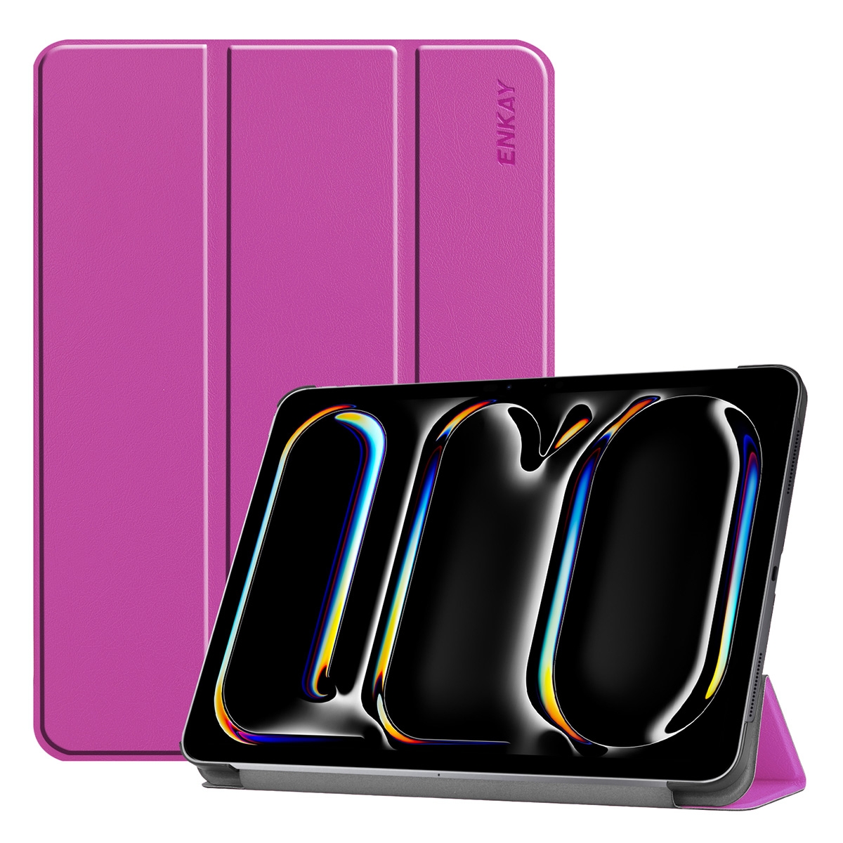For iPad Pro 13 2025 / 2024 ENKAY Tri-fold Custer Texture Platic Leather Smart Tablet Case(Purple) - Shopkiz.com