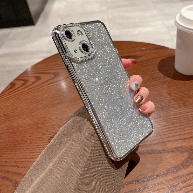For iPhone 15 Plus Diamond Glitter TPU Phone Case(Silver) - Shopkiz.com
