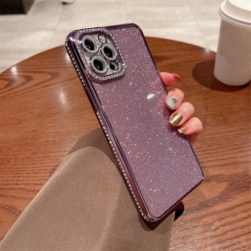 For iPhone 14 Pro Max Diamond Glitter TPU Phone Case(Purple) - Shopkiz.com