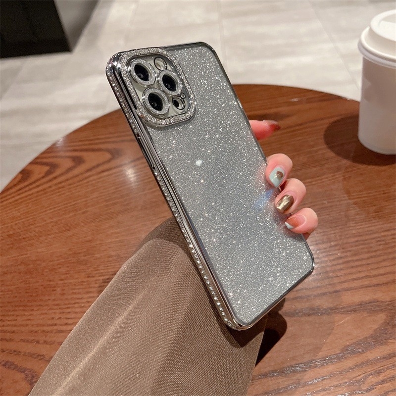 For iPhone 14 Pro Max Diamond Glitter TPU Phone Case(Silver) - Shopkiz.com