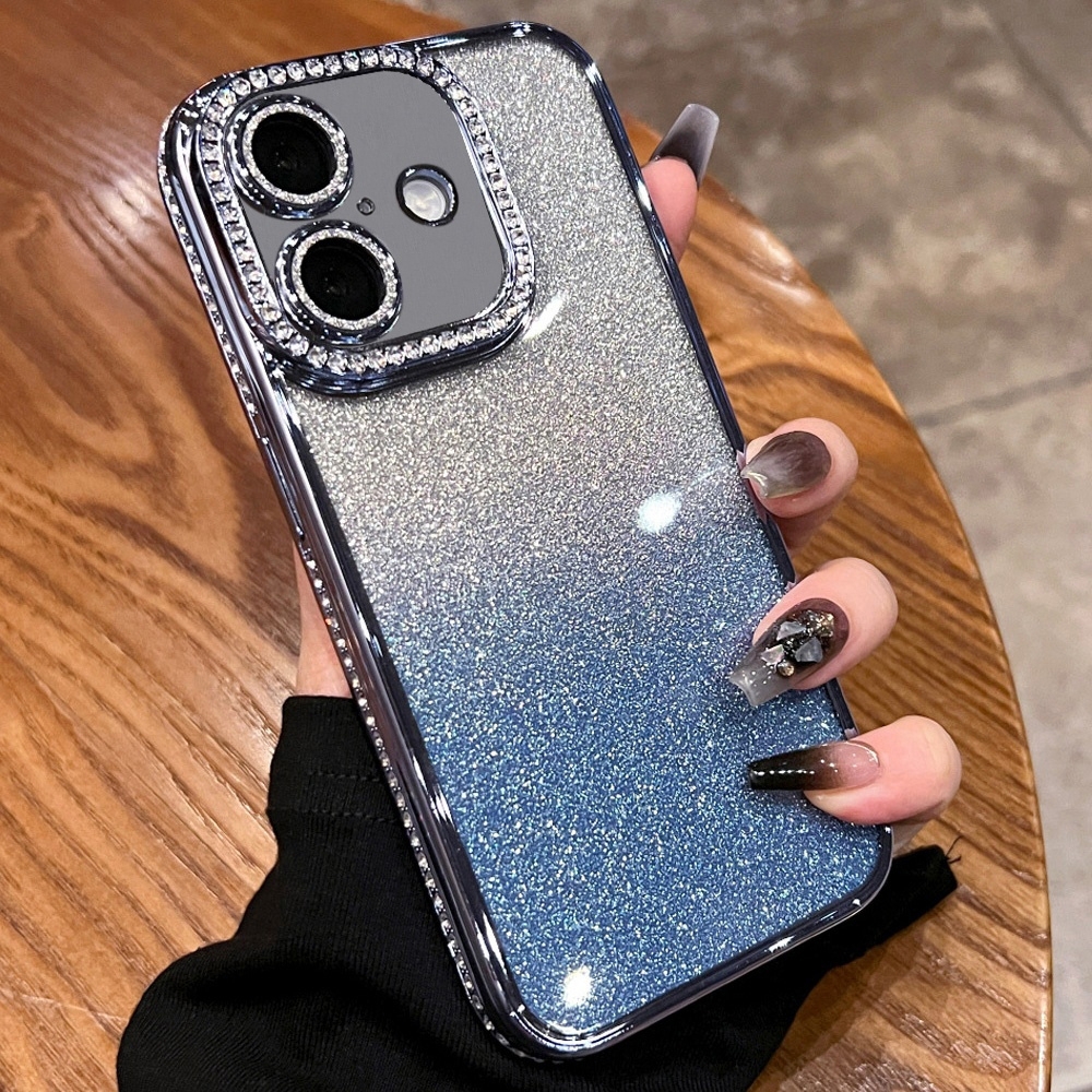 For iPhone 16 Plus Diamond Gradient Glitter TPU Phone Case(Gradient Blue) - Shopkiz.com