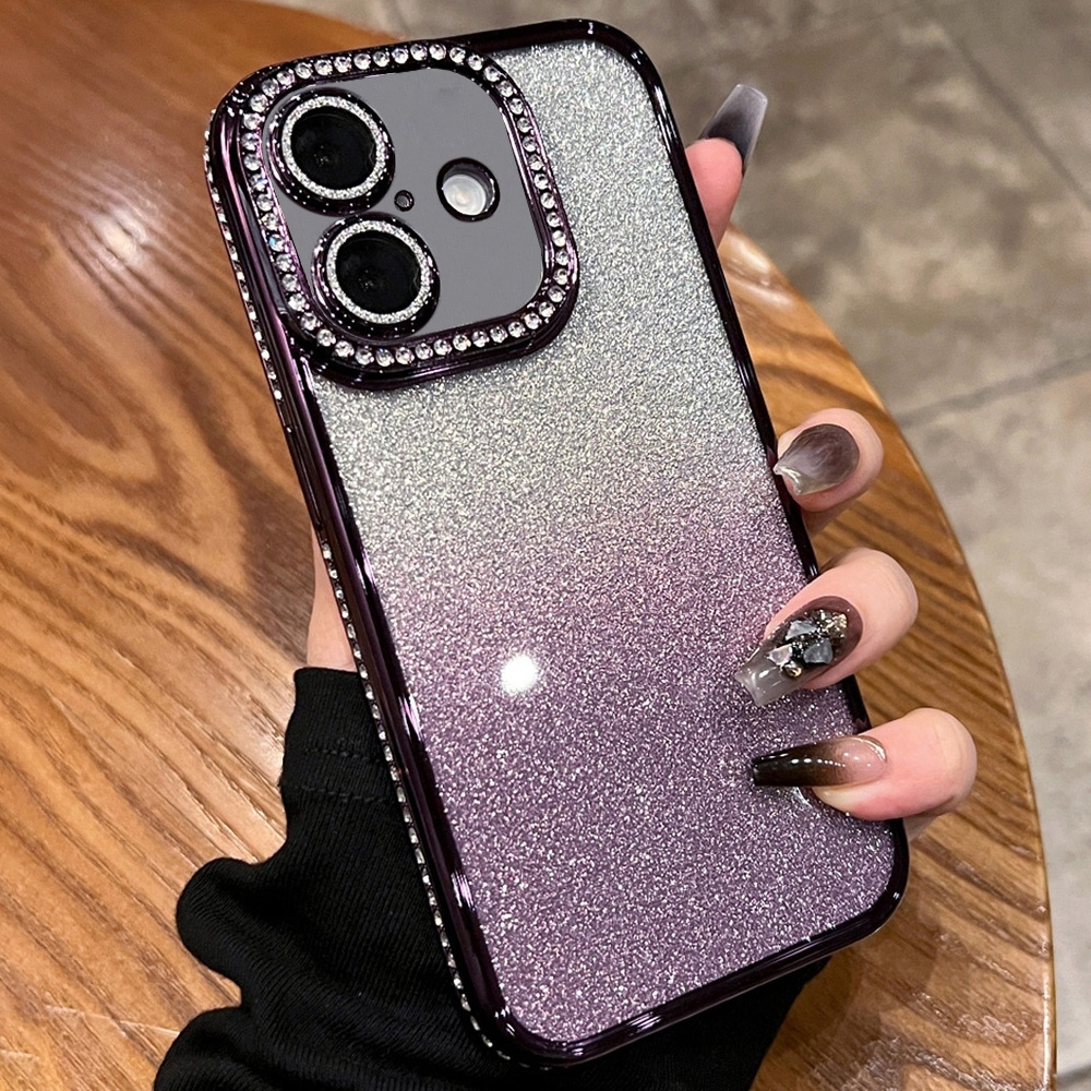 For iPhone 16 Plus Diamond Gradient Glitter TPU Phone Case(Gradient Purple) - Shopkiz.com