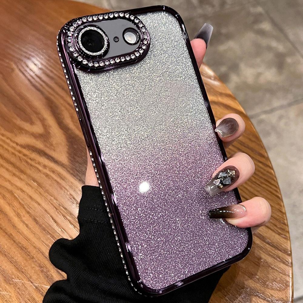 For iPhone 17e / 16e Diamond Gradient Glitter TPU Phone Case(Gradient Purple) - Shopkiz.com