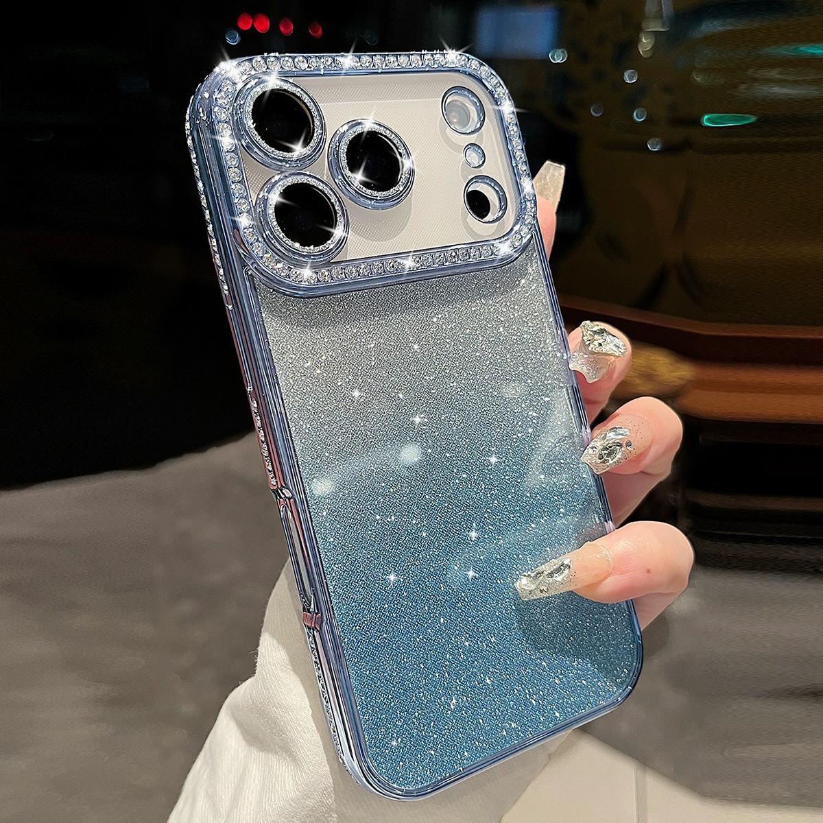 For iPhone 17 Pro Max Diamond Gradient Glitter TPU Phone Case(Gradient Blue) - Shopkiz.com