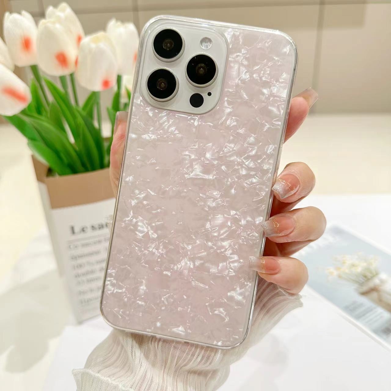 For iPhone 15 Pro Shell Pattern TPU Protective Phone Case(Pink) - Shopkiz.com