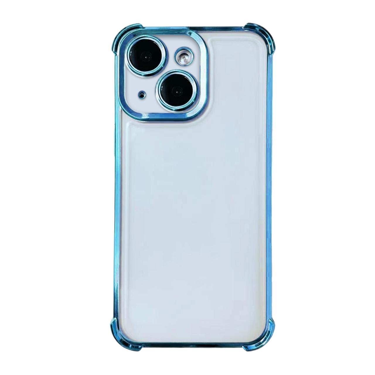 For iPhone 15 Plus Electrpolated Space Four-corner Shockproof TPU Phone Case(Blue) - Shopkiz.com