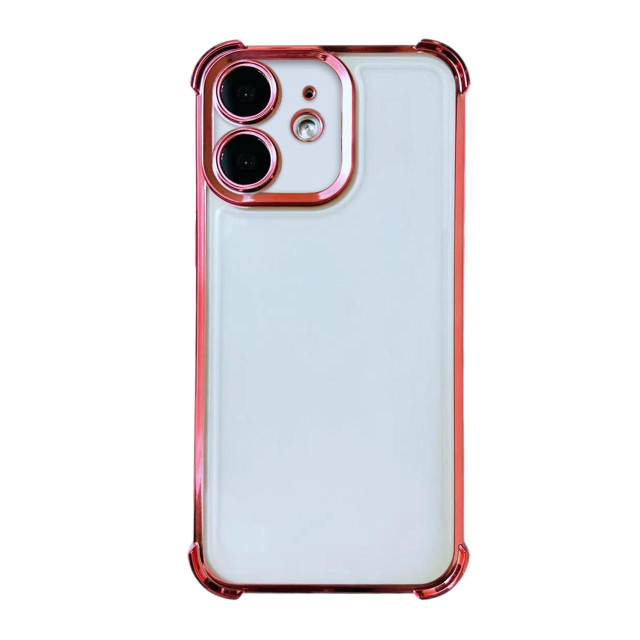 For iPhone 12 Electrpolated Space Four-corner Shockproof TPU Phone Case(Pink) - Shopkiz.com