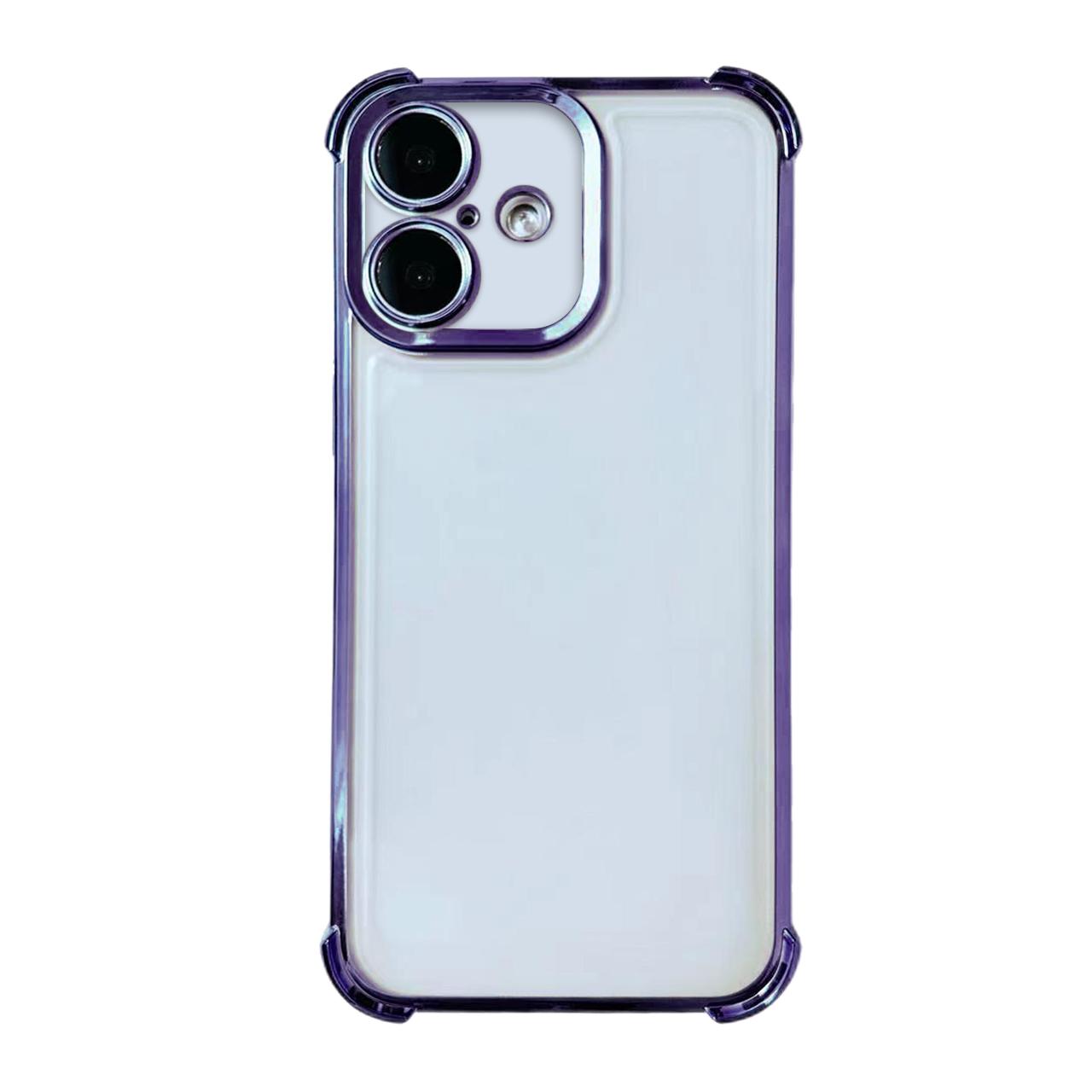 For iPhone 16 Electrpolated Space Four-corner Shockproof TPU Phone Case(Purple) - Shopkiz.com