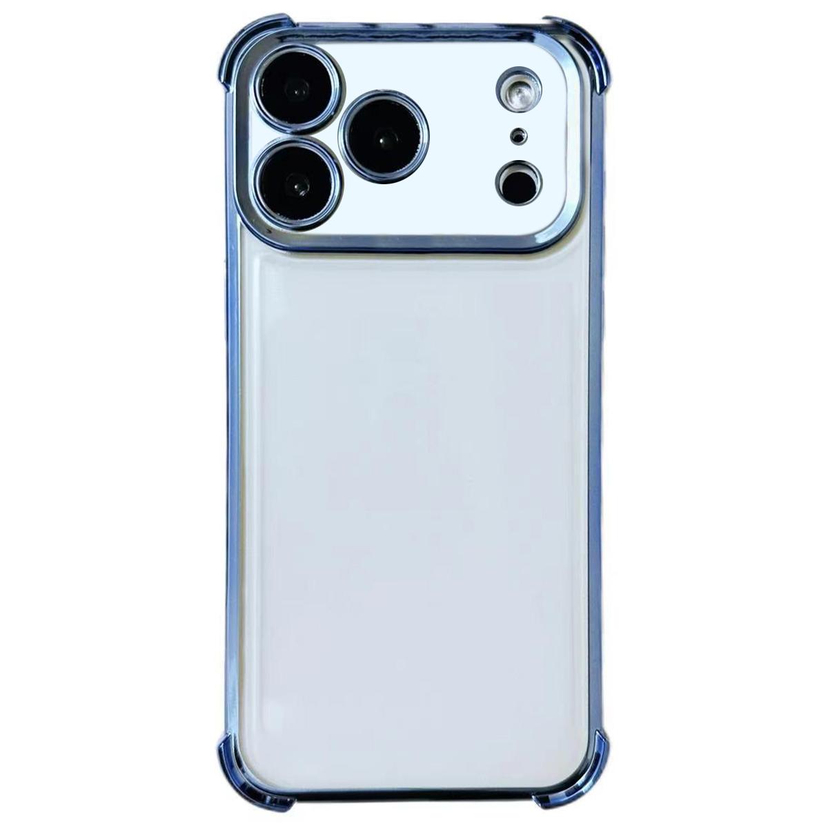 For iPhone 17 Pro Max Electrpolated Space Four-corner Shockproof TPU Phone Case(Blue) - Shopkiz.com