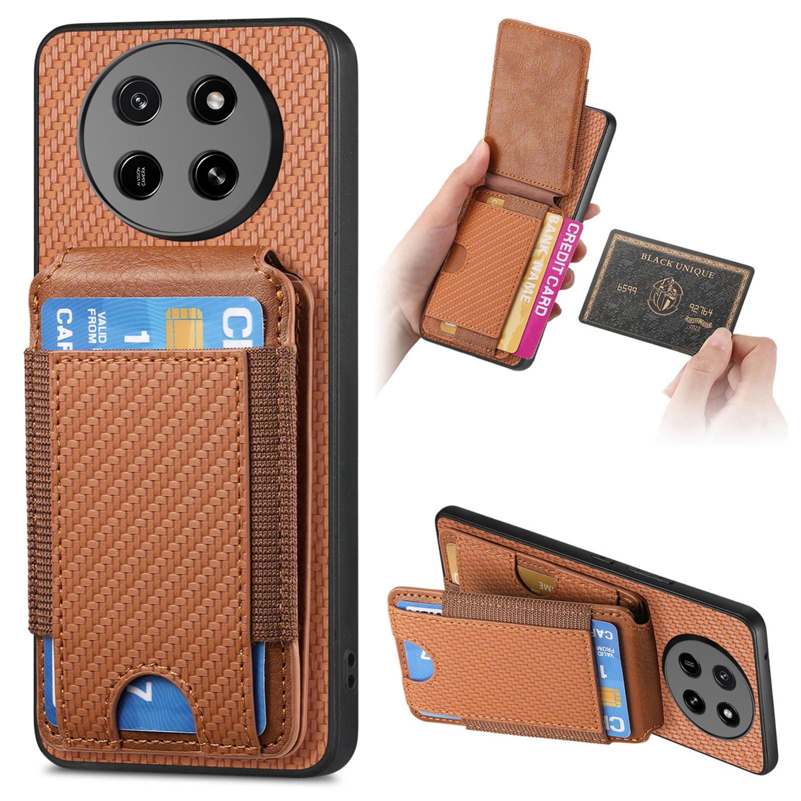 For Honor X80 Pro Max 5G Carbon Fiber Vertical Flip Wallet Stand Phone Case(Brown) - Shopkiz.com