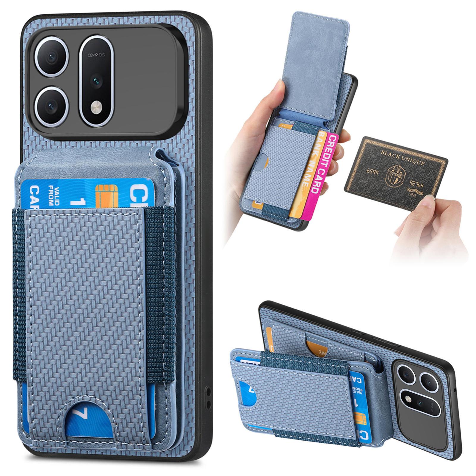 For Honor Win Turbo 5G Carbon Fiber Vertical Flip Wallet Stand Phone Case(Blue) - Shopkiz.com