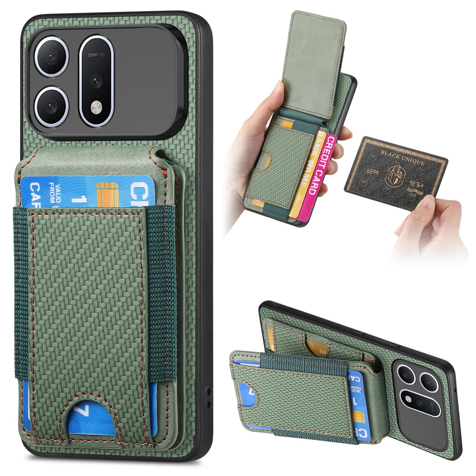 For Honor Win Turbo 5G Carbon Fiber Vertical Flip Wallet Stand Phone Case(Green) - Shopkiz.com