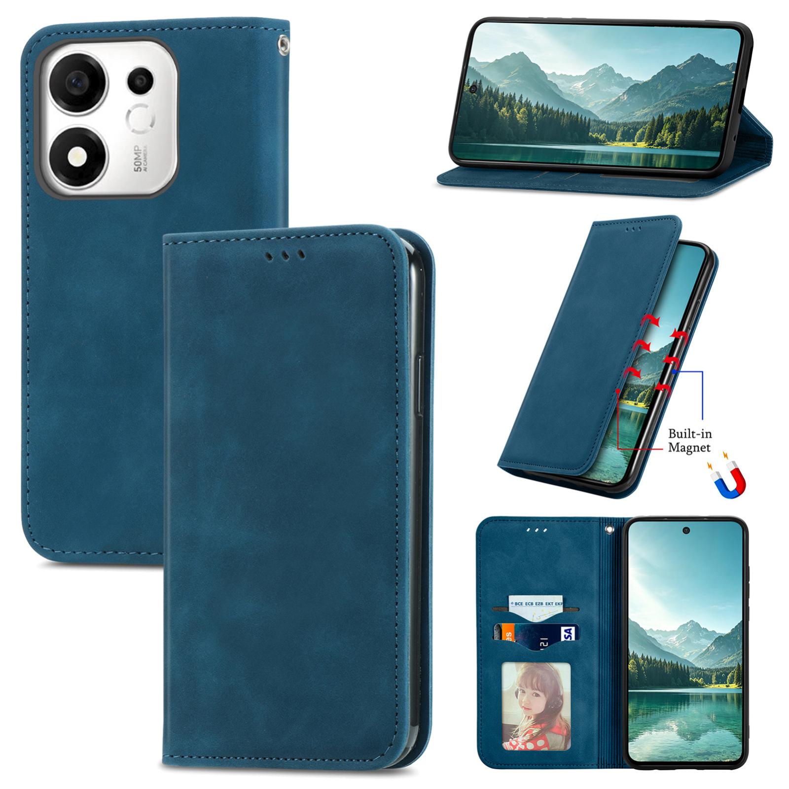 For Honor 600 Smart 5G Retro Skin Feel Magnetic Flip Leather Phone Case(Blue) - Shopkiz.com