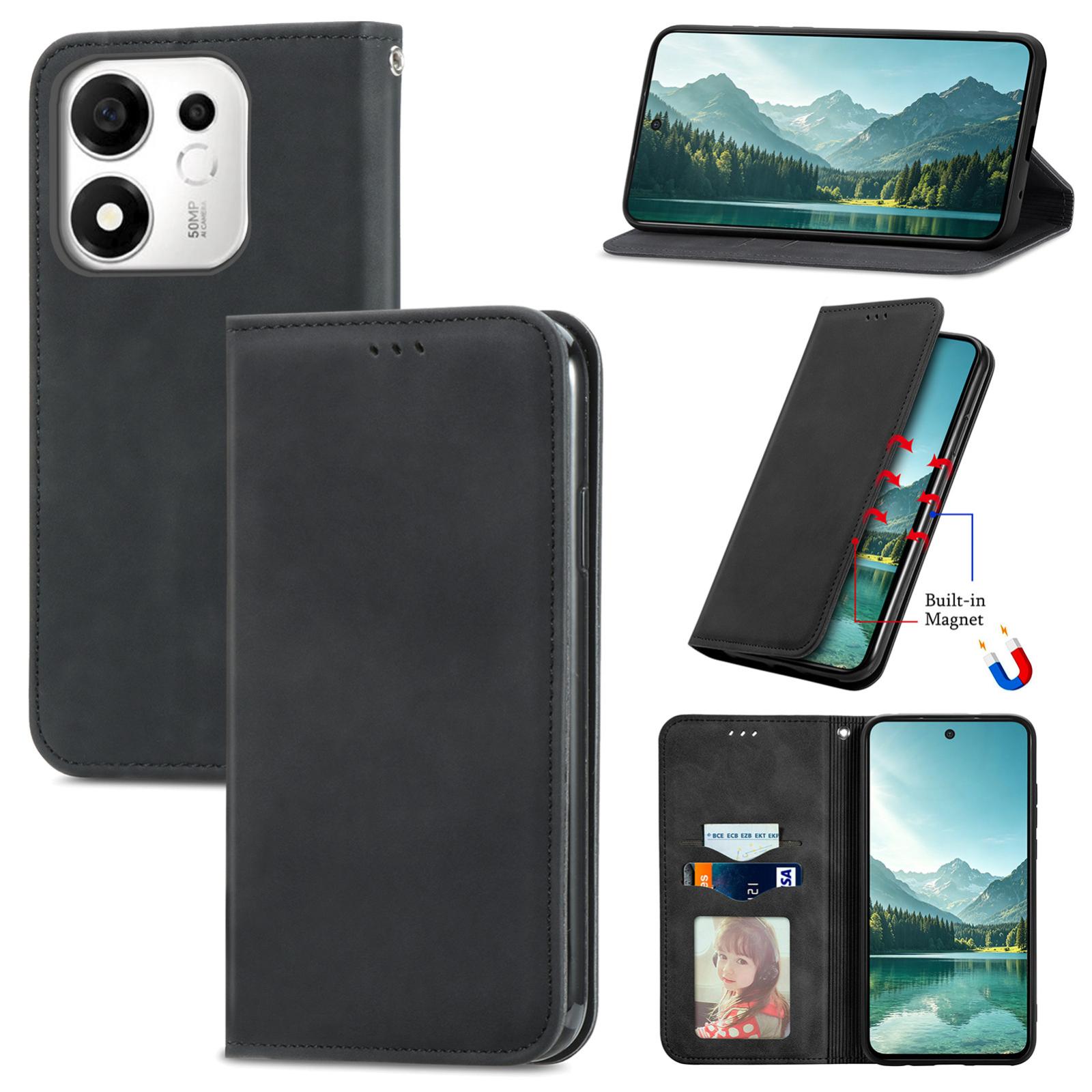 For Honor 600 Smart 5G Retro Skin Feel Magnetic Flip Leather Phone Case(Black) - Shopkiz.com