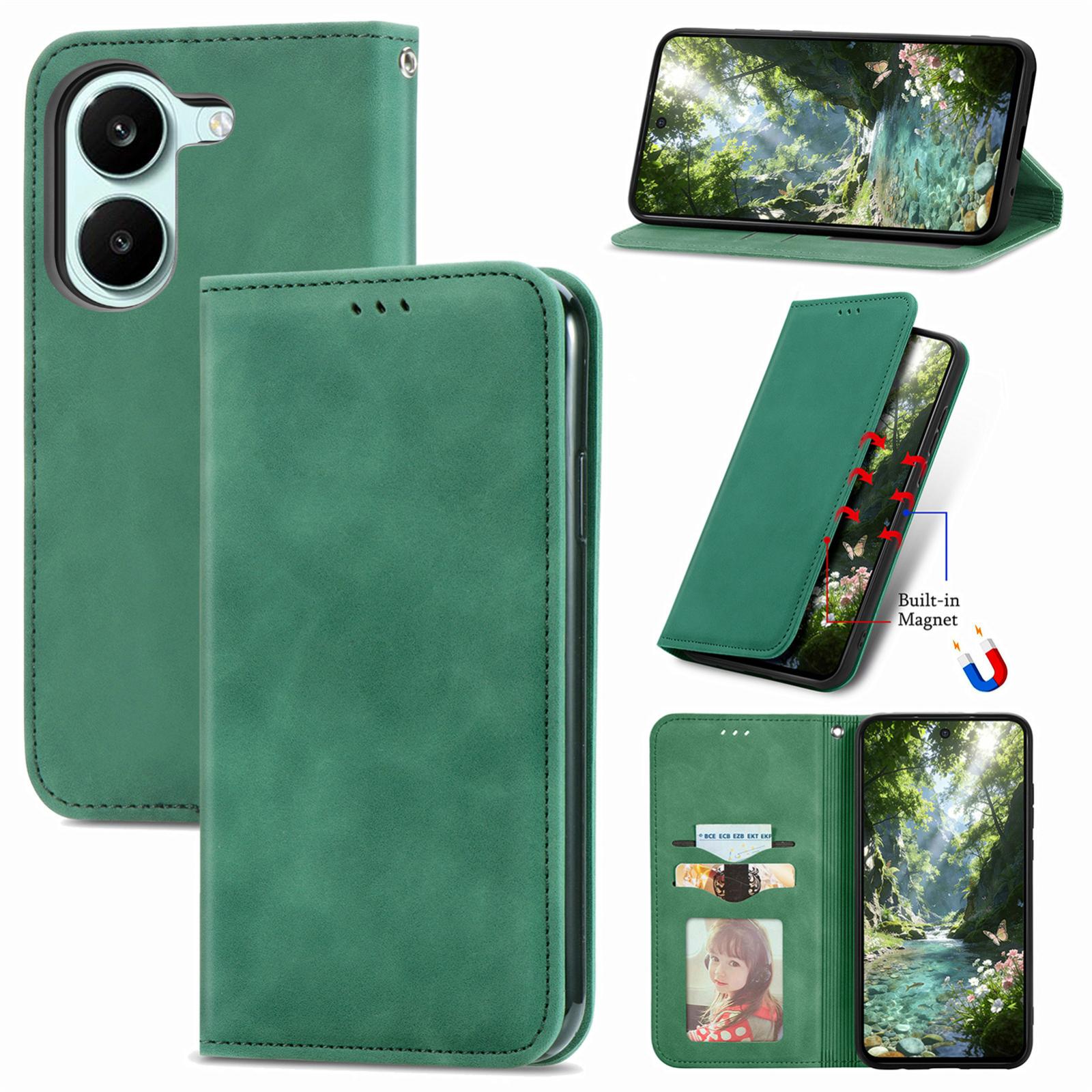 For Honor Play 80 Pus 5G Retro Skin Feel Magnetic Flip Leather Phone Case(Green) - Shopkiz.com