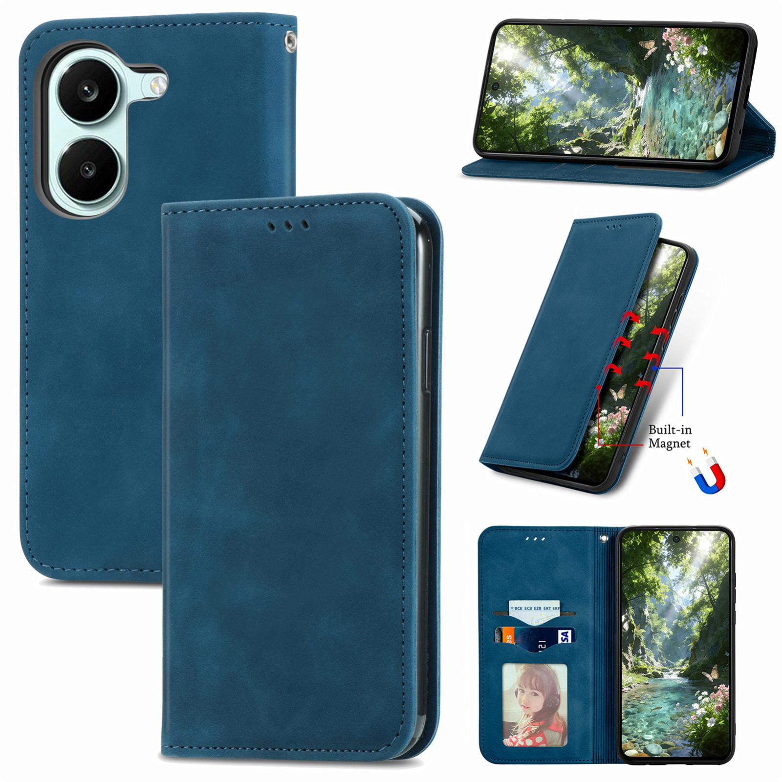 For Honor Play 80 Pus 5G Retro Skin Feel Magnetic Flip Leather Phone Case(Blue) - Shopkiz.com