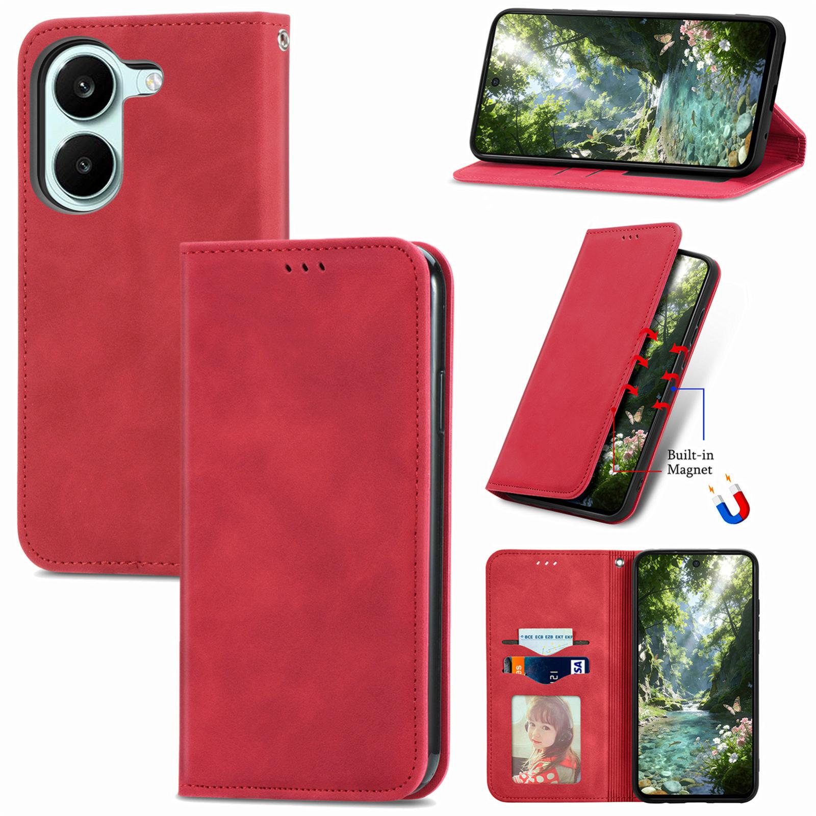 For Honor Play 80 Pus 5G Retro Skin Feel Magnetic Flip Leather Phone Case(Red) - Shopkiz.com