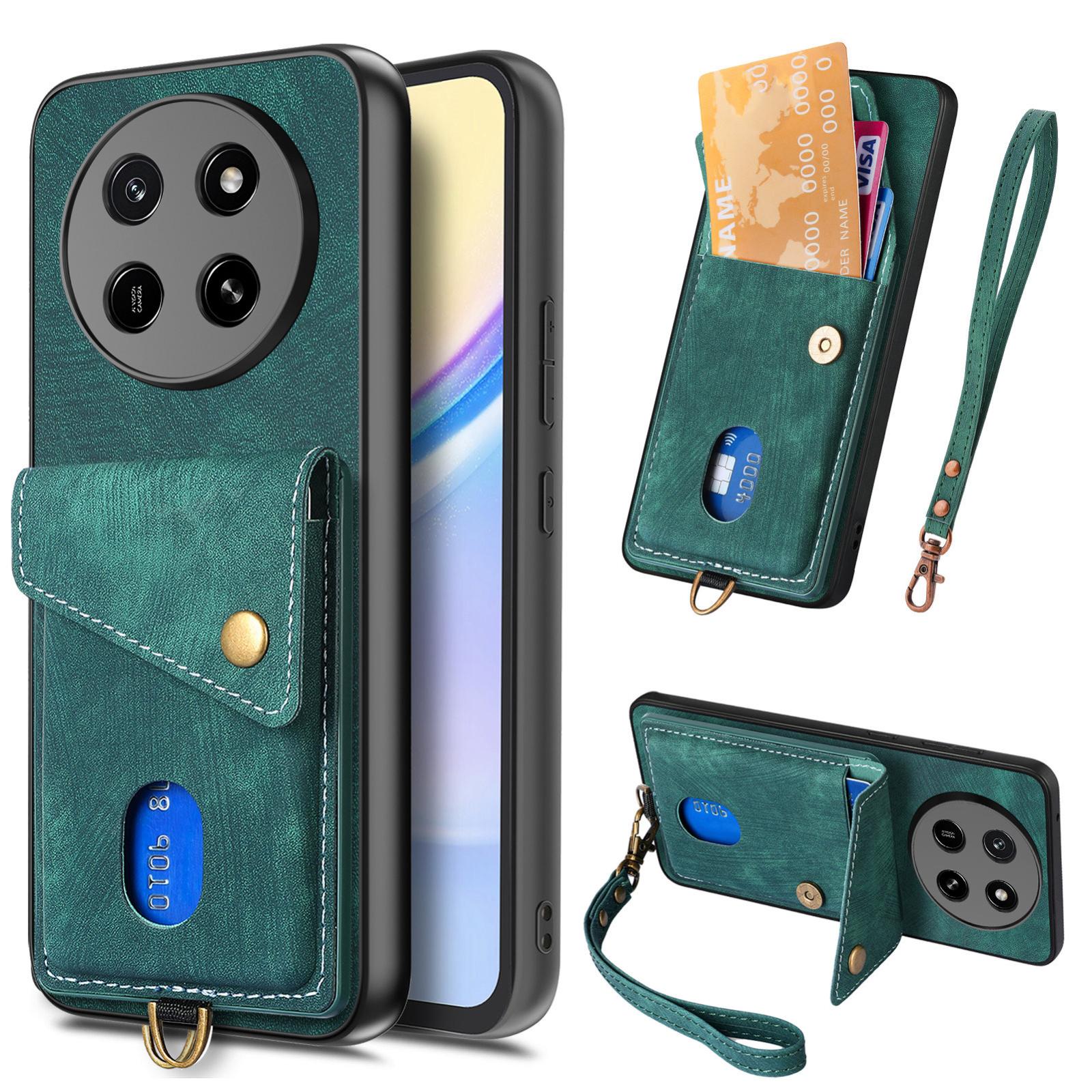 For Honor X80 Pro Max 5G Retro Card Wallet Fold Leather Phone Case with Strap(Green) - Shopkiz.com