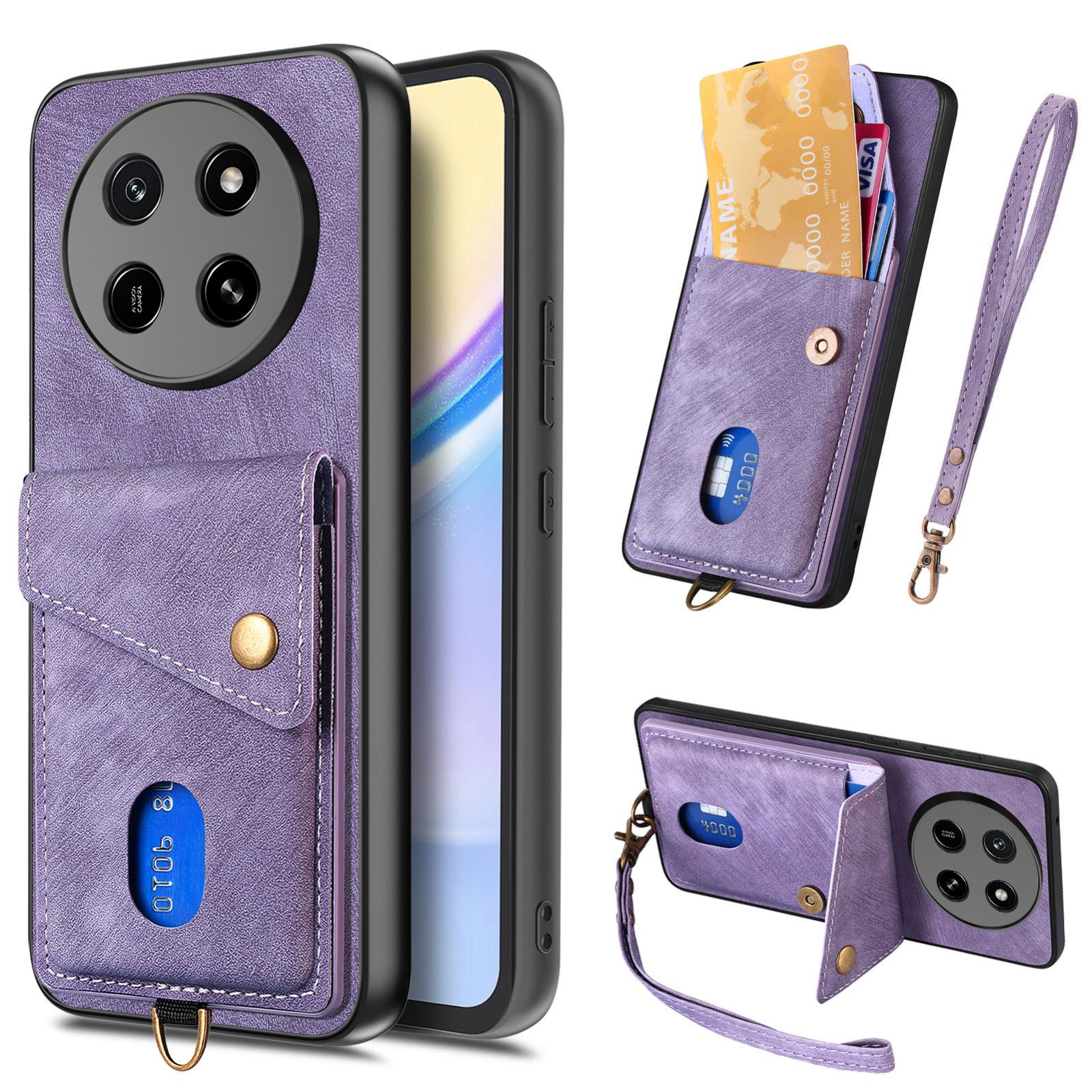 For Honor X80 Pro Max 5G Retro Card Wallet Fold Leather Phone Case with Strap(Purple) - Shopkiz.com