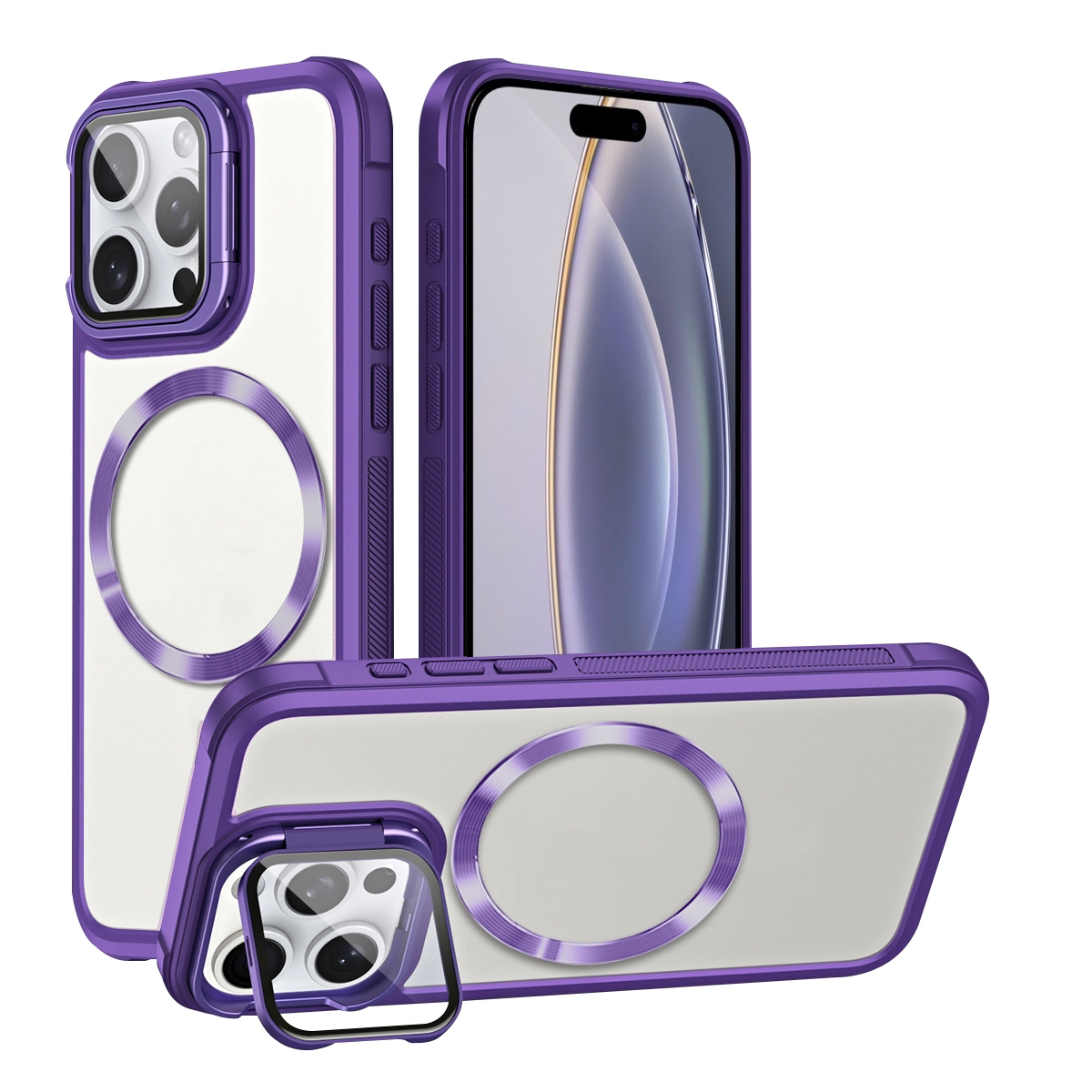 For iPhone 16 Pro Max CD-grain Magsafe Acrylic Hybrid TPU Phone Case(Purple) - Shopkiz.com