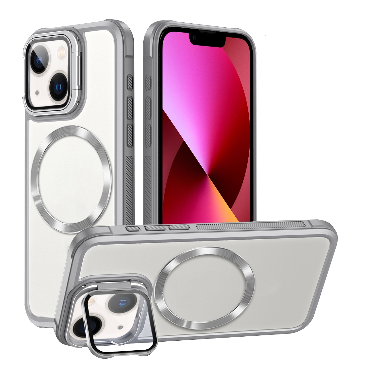 For iPhone 13 CD-grain Magsafe Acrylic Hybrid TPU Phone Case(White) - Shopkiz.com