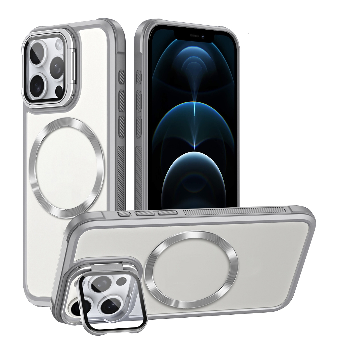 For iPhone 12 Pro Max CD-grain Magsafe Acrylic Hybrid TPU Phone Case(White) - Shopkiz.com