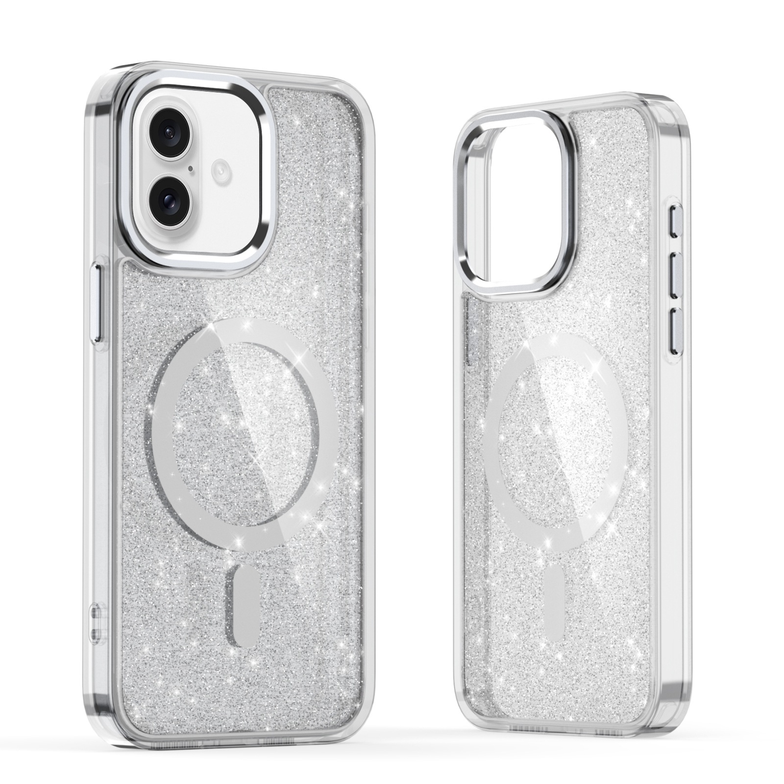 For iPhone 16 Glitter MagSafe Shockproof Phone Case(Grey) - Shopkiz.com