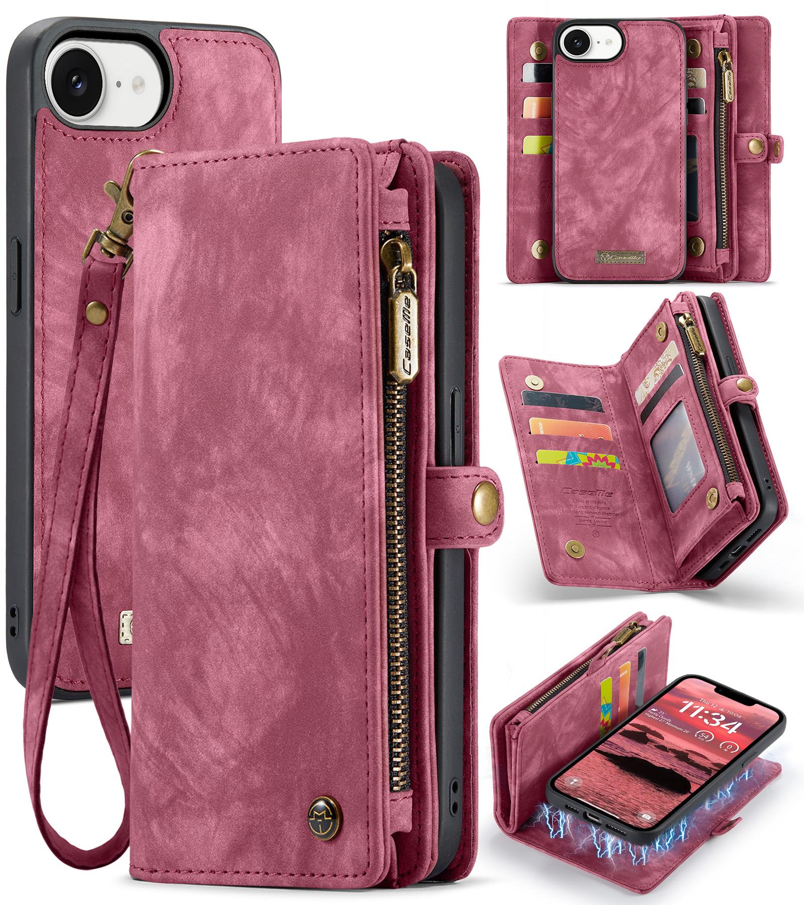 For iPhone 17e / 16e CaseMe 008 Detachable Multifunctional Leather Phone Case(Red) - Shopkiz.com