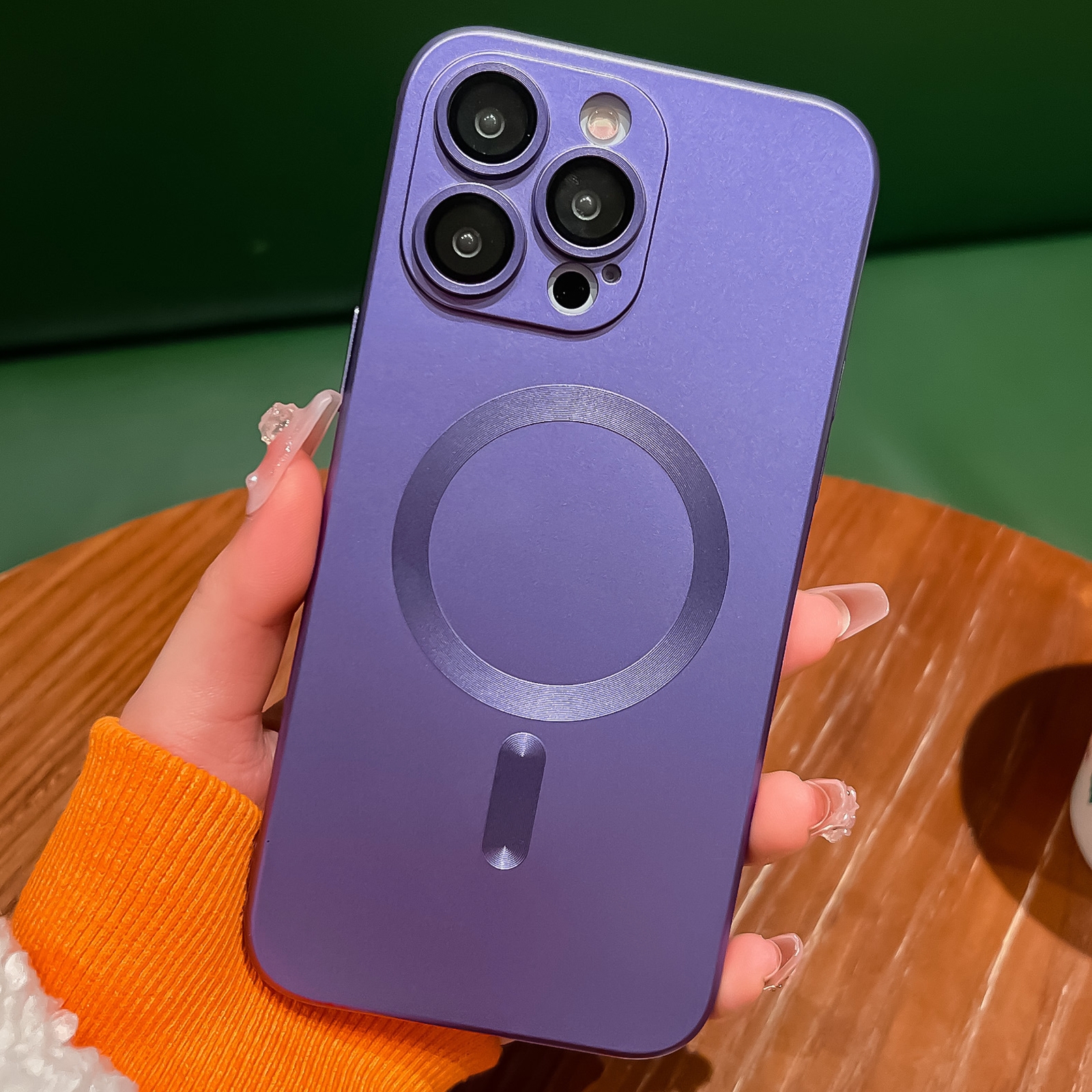 For iPhone 14 Pro Metallic Paint Magsafe Liquid TPU Phone Case(Purple) - Shopkiz.com