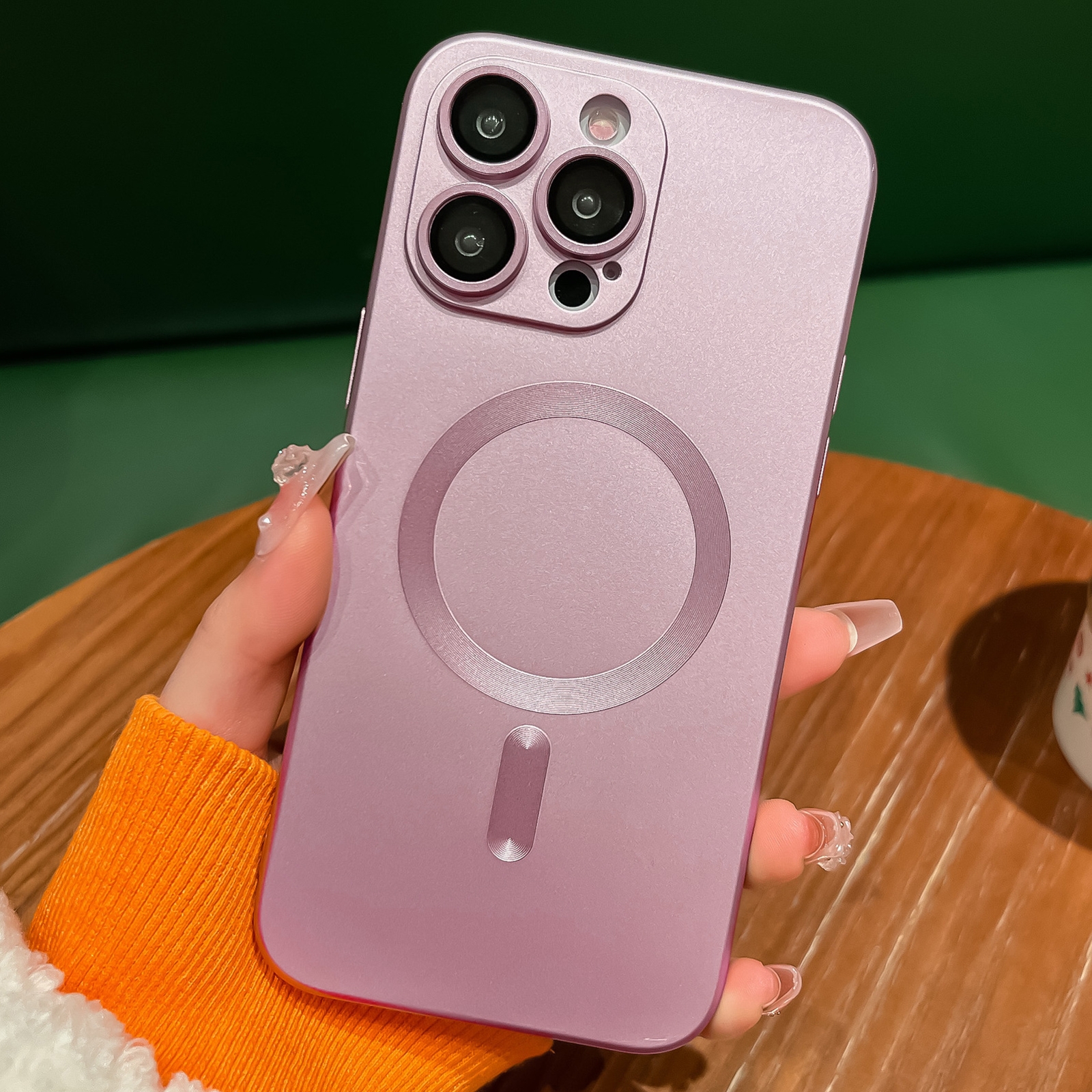 For iPhone 14 Pro Metallic Paint Magsafe Liquid TPU Phone Case(Pink) - Shopkiz.com