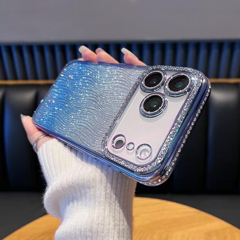 For iPhone 17 Pro Diamond Water Ripple Gradient Glitter TPU Phone Case(Blue) - Shopkiz.com