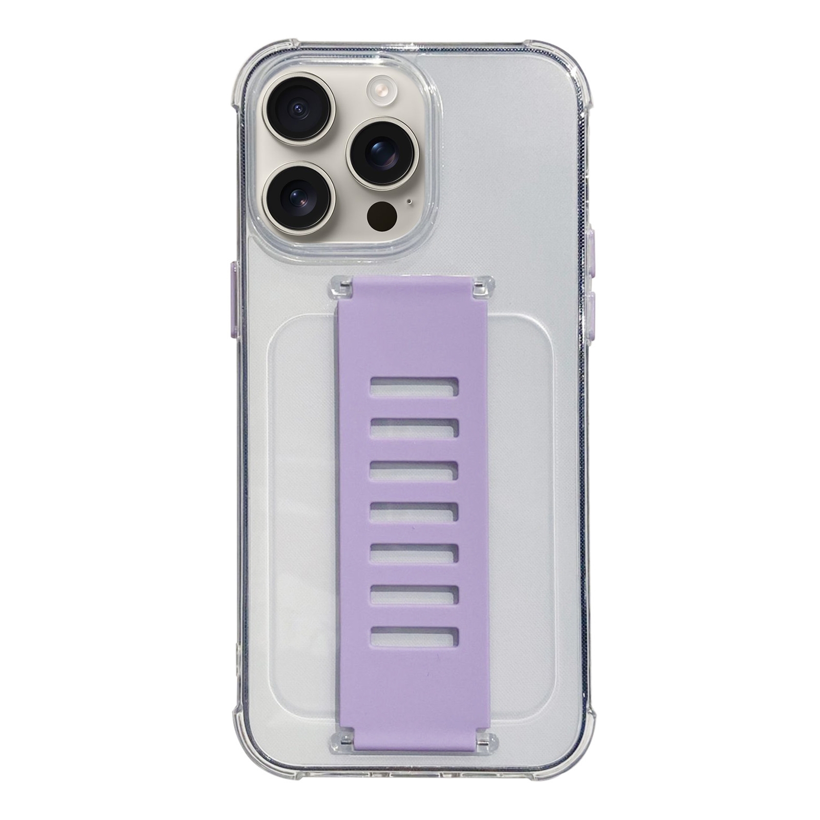 For iPhone 16 Pro Max Transparent Wristband Shockproof TPU Phone Case(Purple) - Shopkiz.com