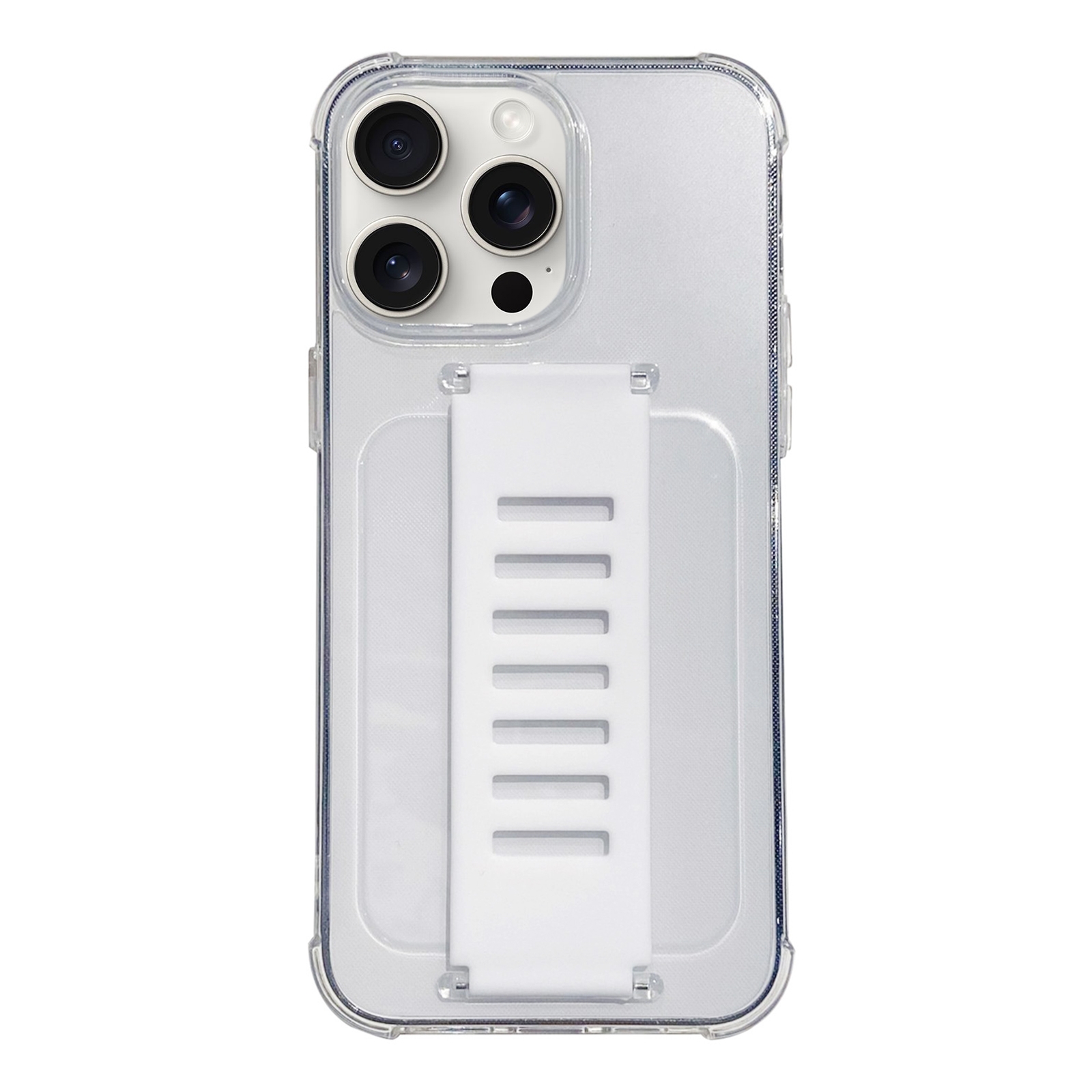 For iPhone 15 Pro Transparent Wristband Shockproof TPU Phone Case(White) - Shopkiz.com