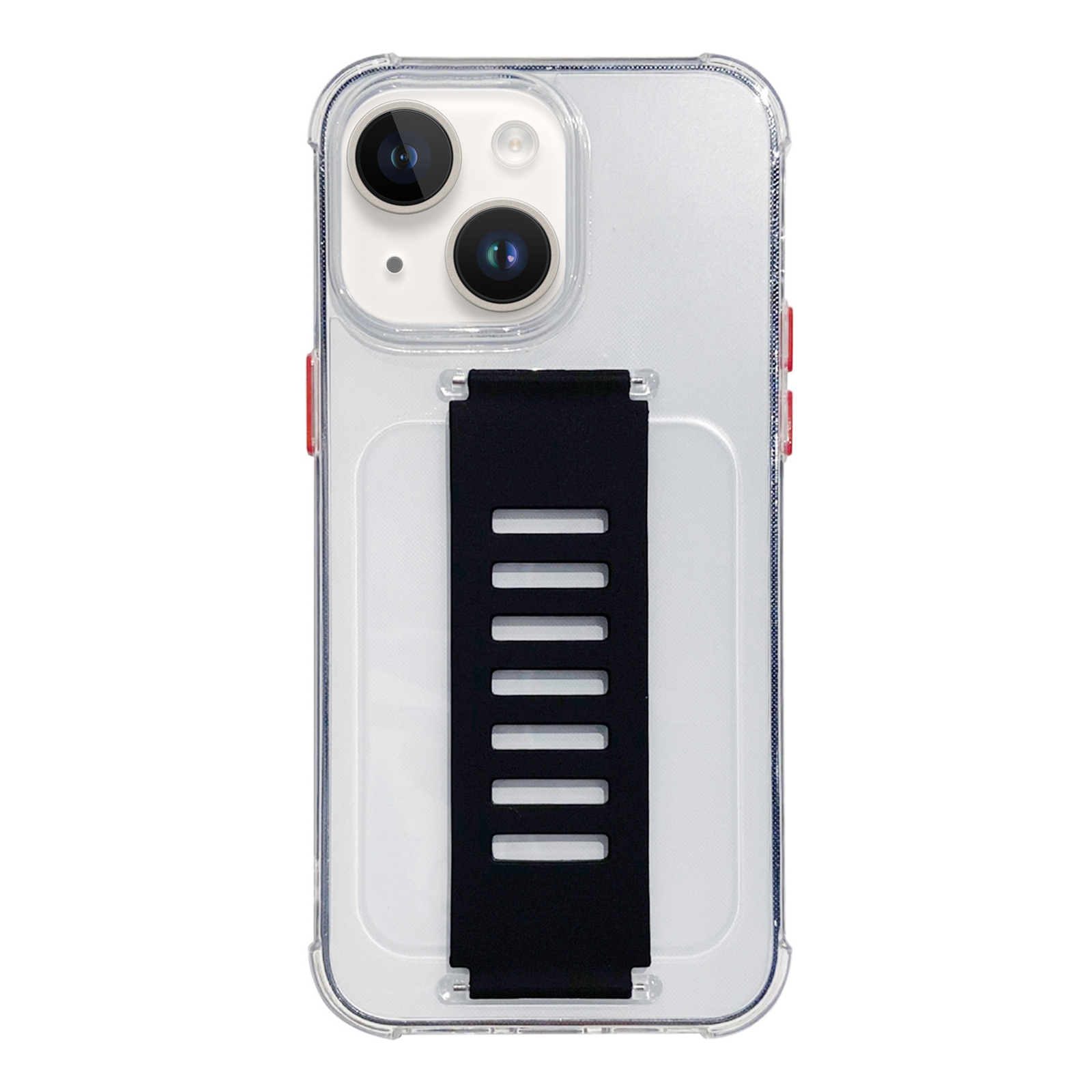 For iPhone 14 Transparent Wristband Shockproof TPU Phone Case(Black) - Shopkiz.com