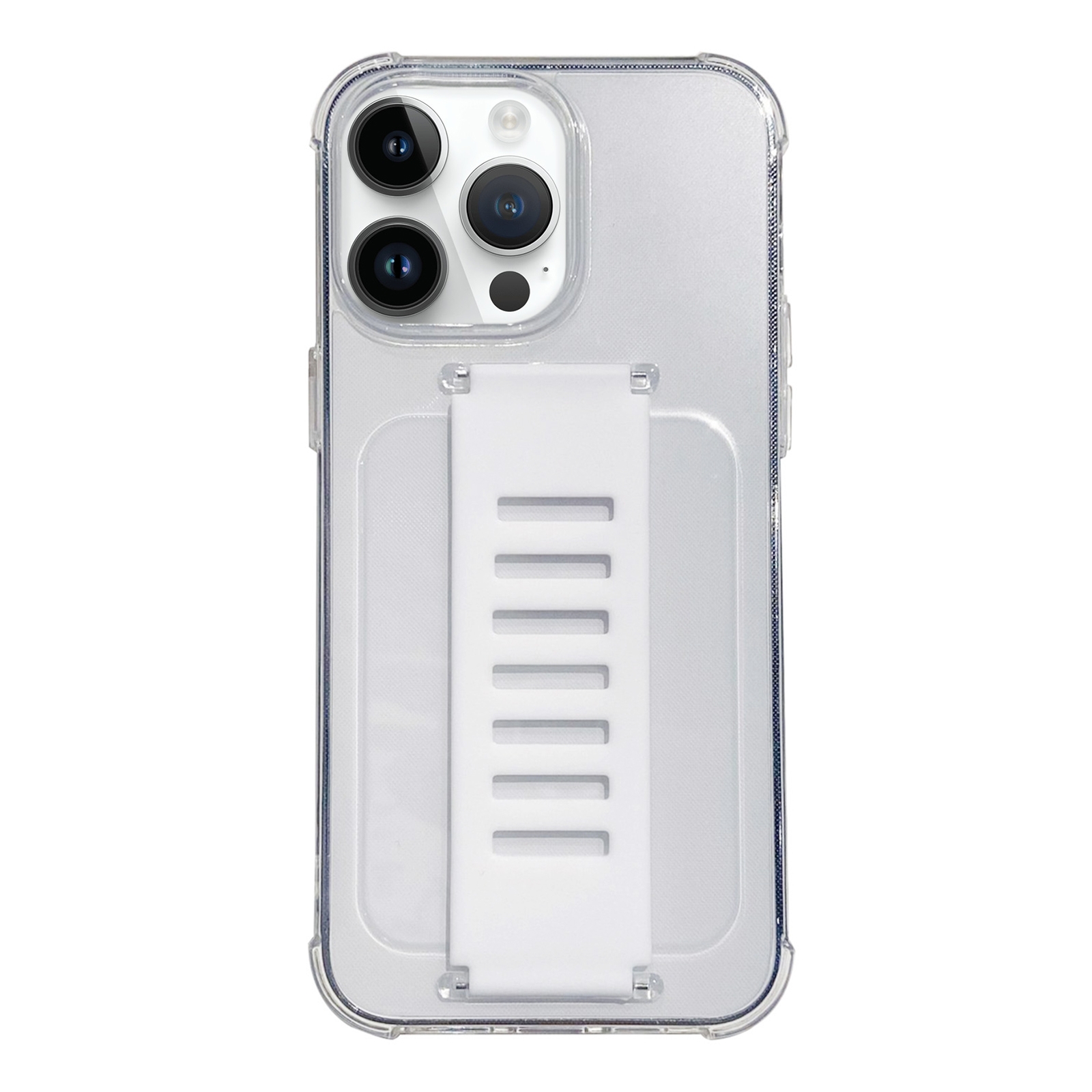 For iPhone 14 Pro Transparent Wristband Shockproof TPU Phone Case(White) - Shopkiz.com