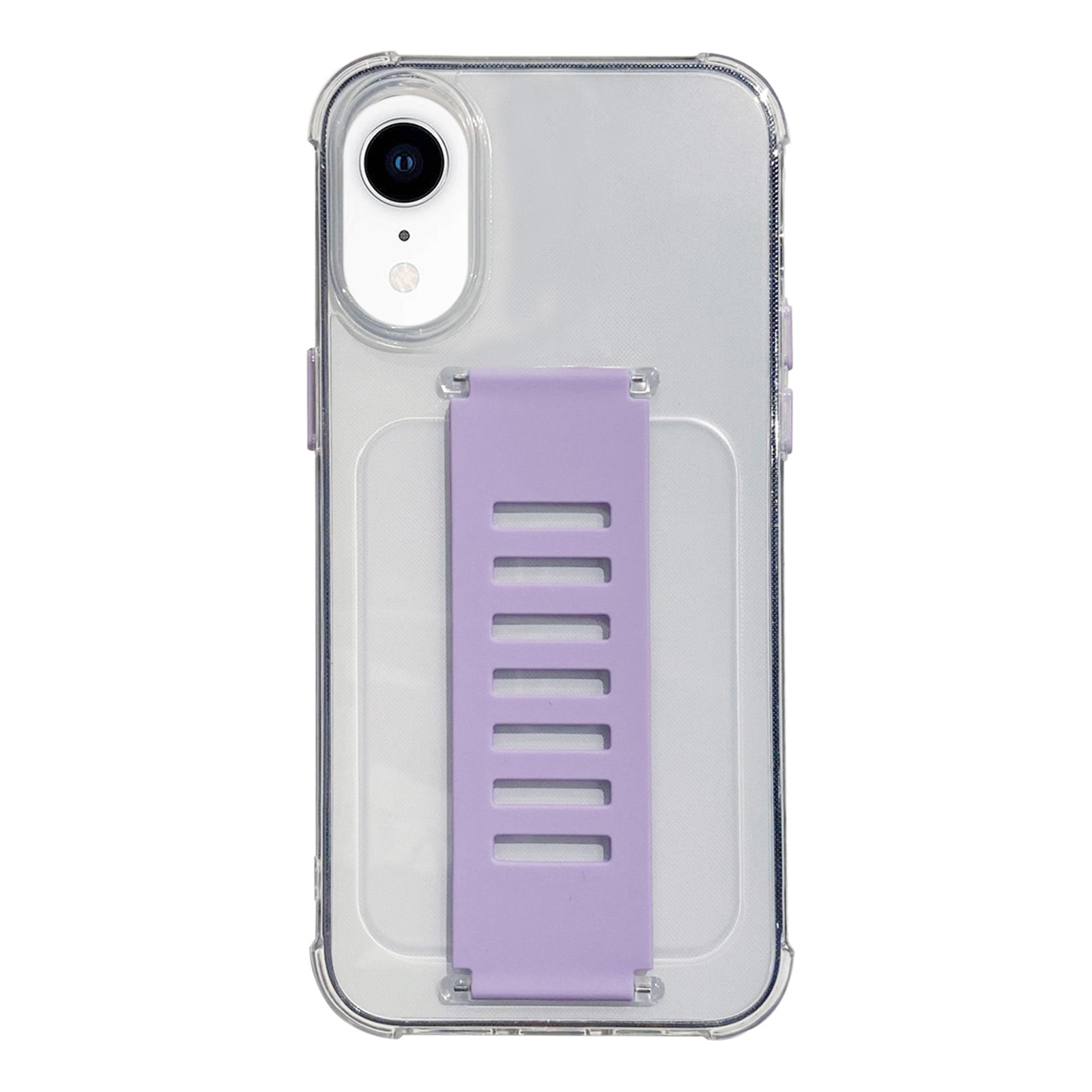 For iPhone XR Transparent Wristband Shockproof TPU Phone Case(Purple) - Shopkiz.com