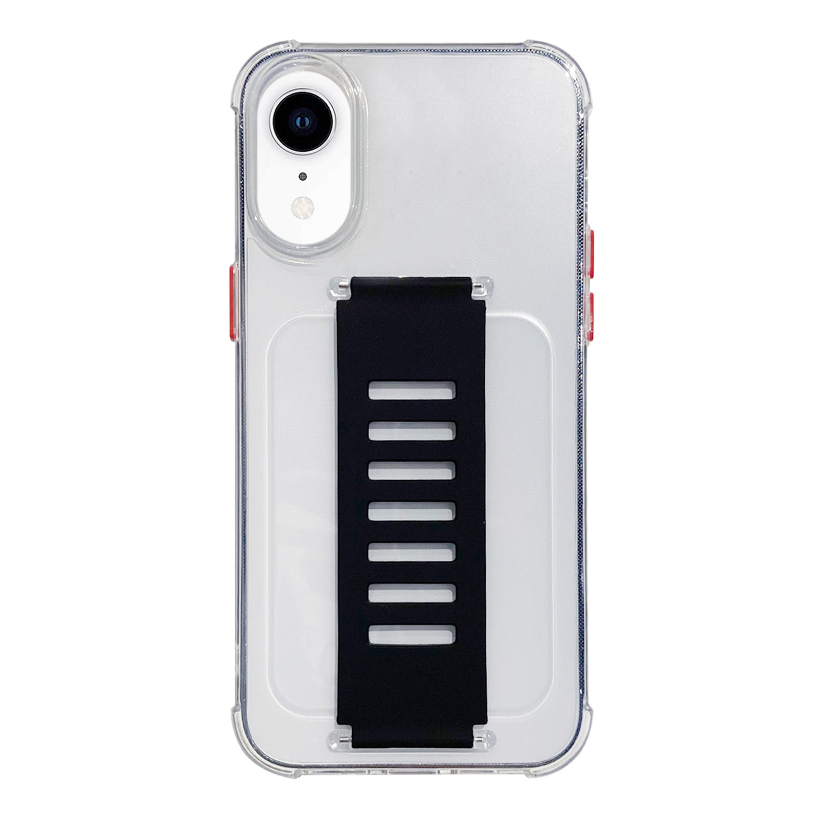 For iPhone XR Transparent Wristband Shockproof TPU Phone Case(Black) - Shopkiz.com